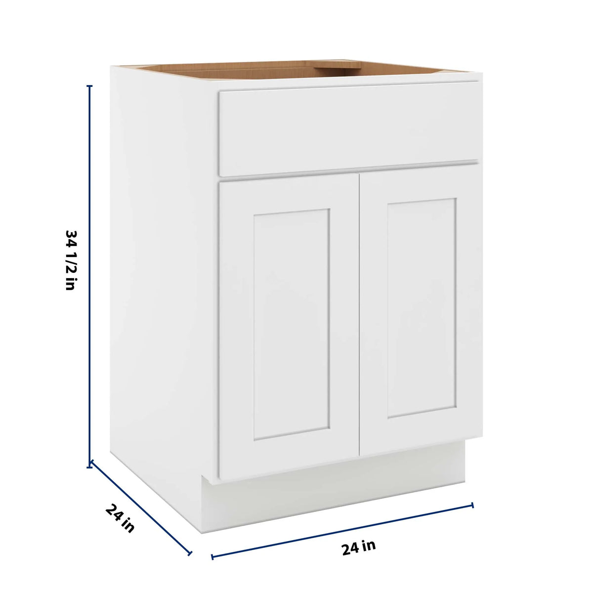 cnc luxor white 24 w 1 drawer double door base cabinet w 1 pullout shelf