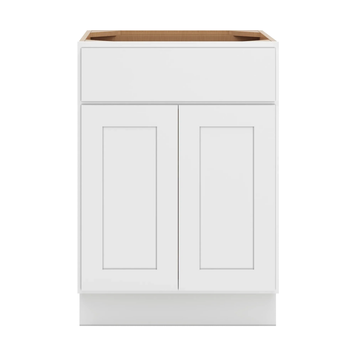 cnc luxor white 24 w 1 drawer double door base cabinet w 1 pullout shelf