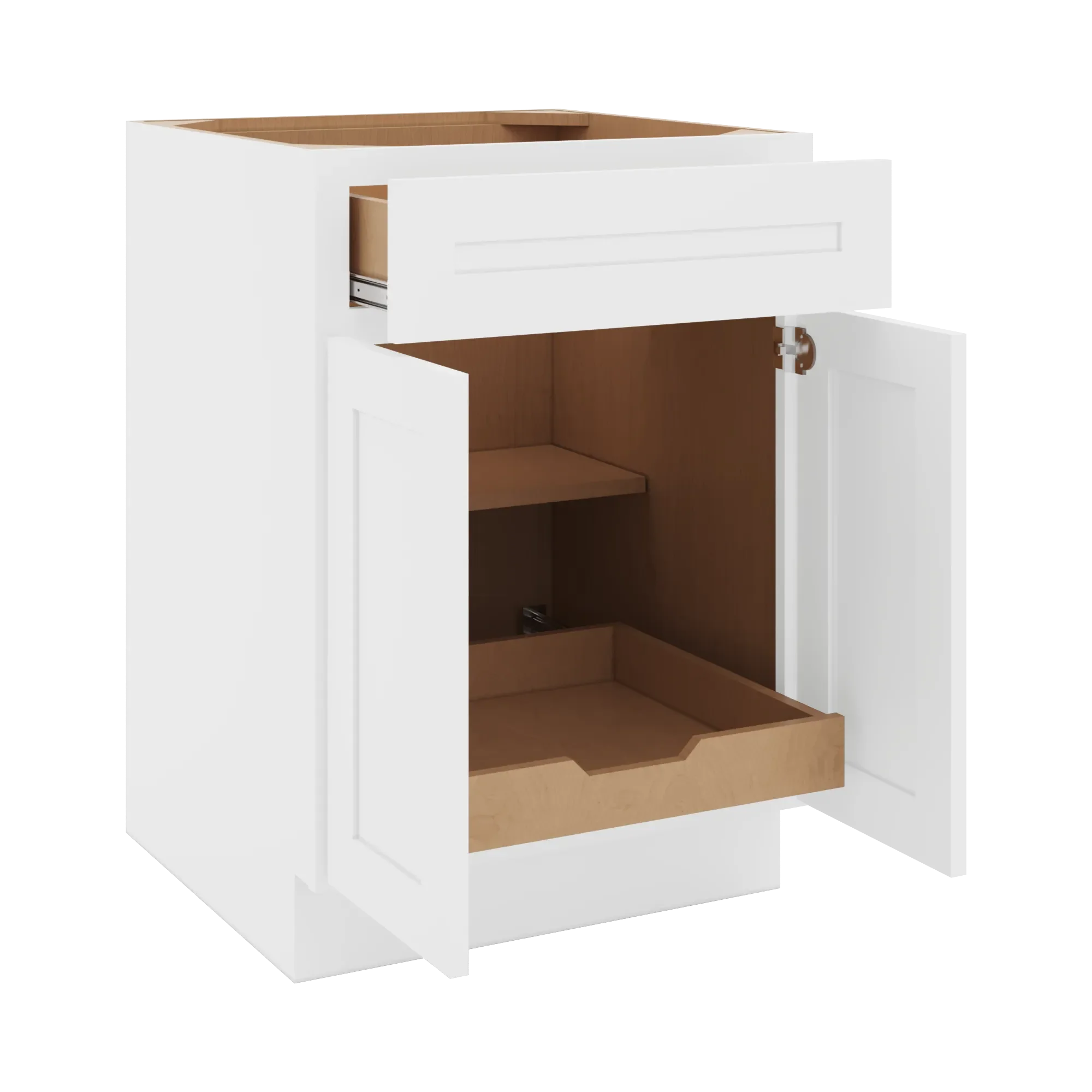 cnc luxor 5 piece white 24 w 1 drawer double door base cabinet w 1 pullout shelf