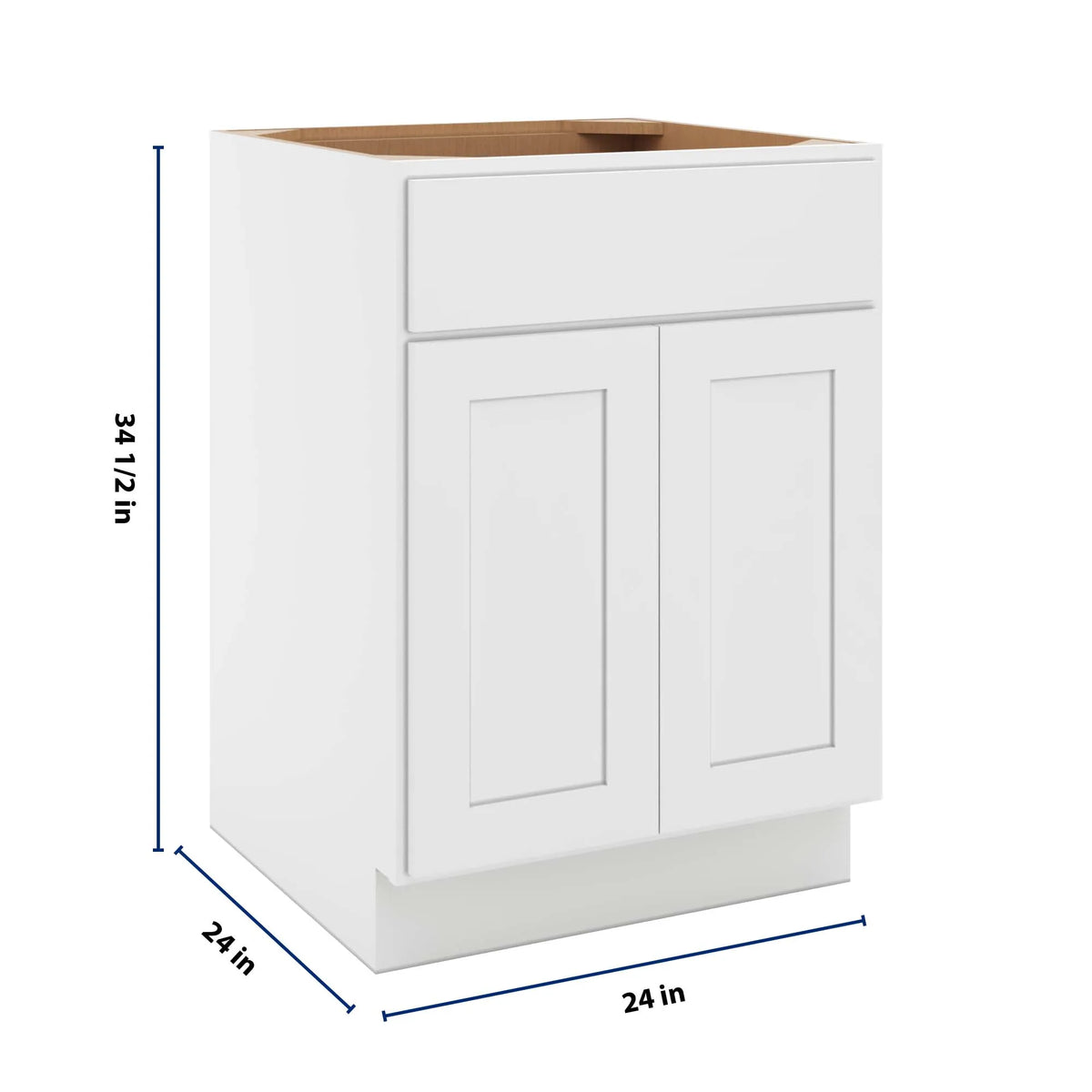 cnc luxor white 24 w 1 drawer double door base cabinet w 2 pullout shelf