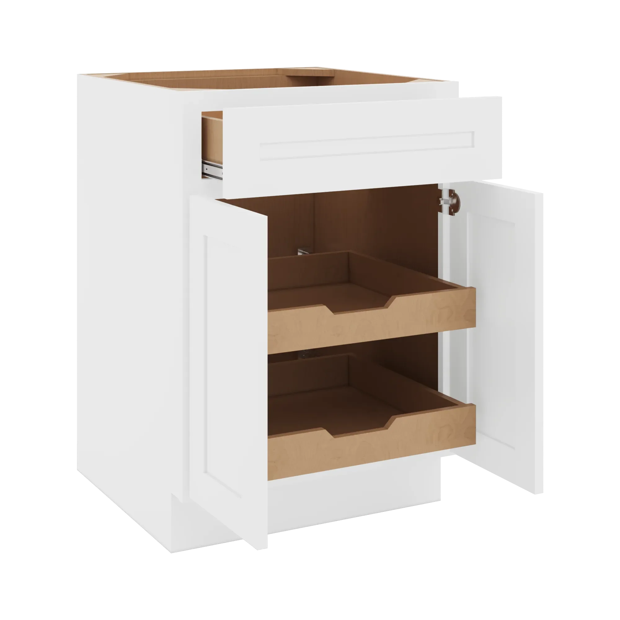 cnc luxor 5 piece white 24 w 1 drawer double door base cabinet w 2 pullout shelf