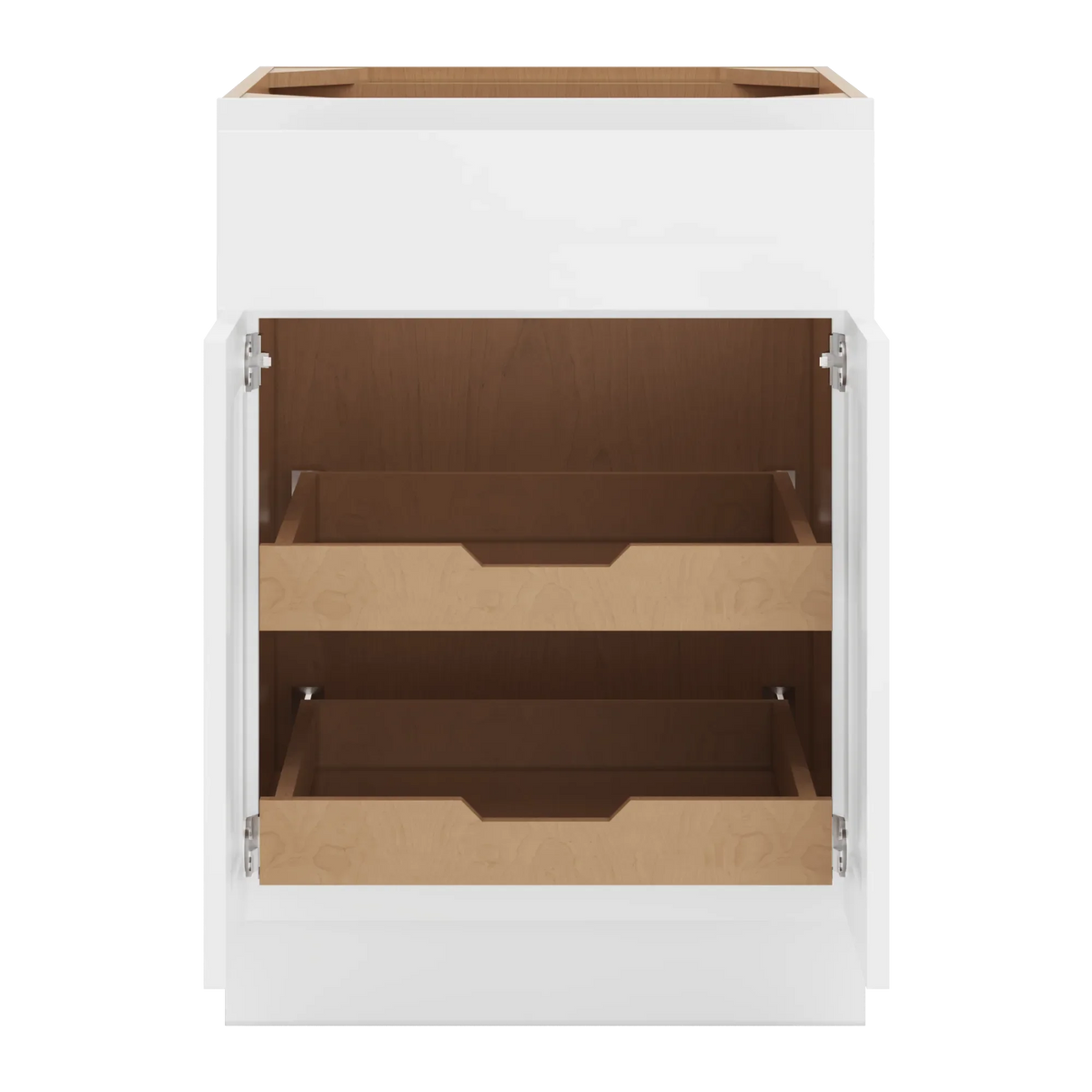 cnc luxor white 24 w 1 drawer double door base cabinet w 2 pullout shelf