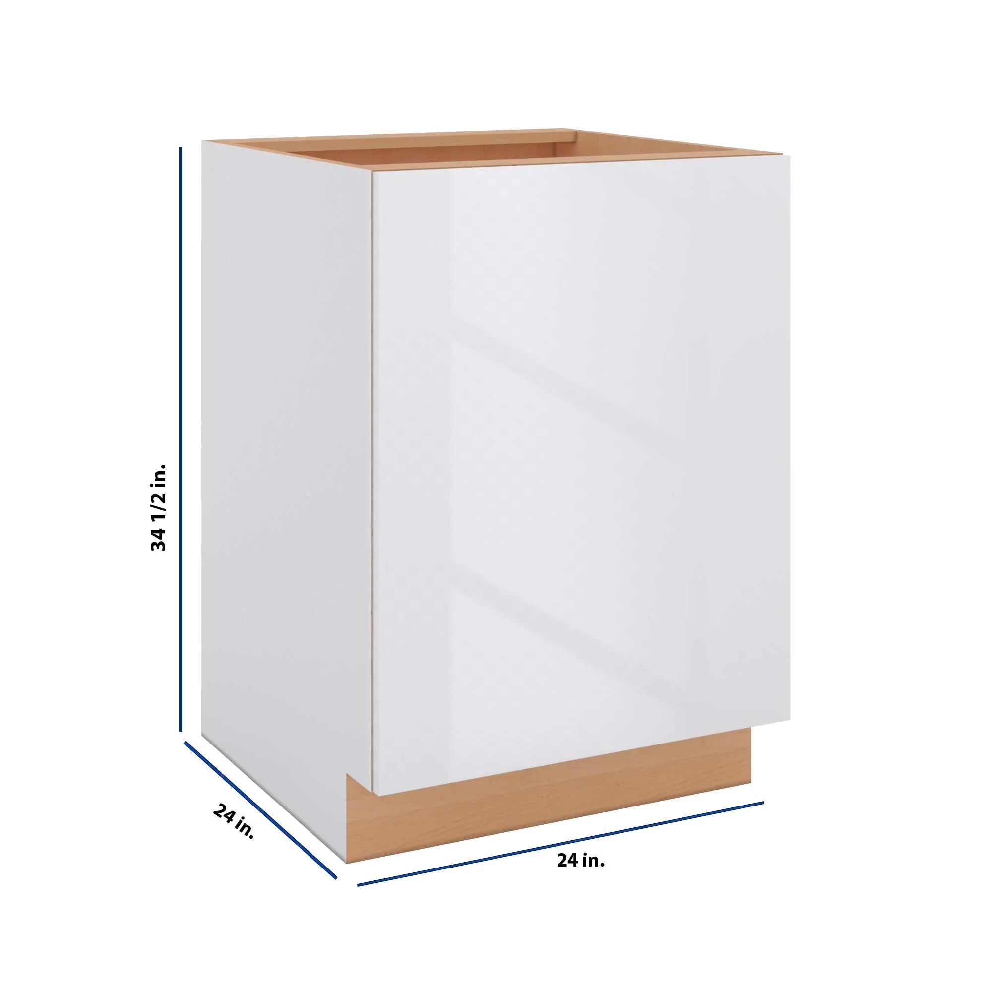 Modernform Cabinet Gloss White 24" W X 34 1/2" H X 24" D Full Height Single Door Base Cabinet