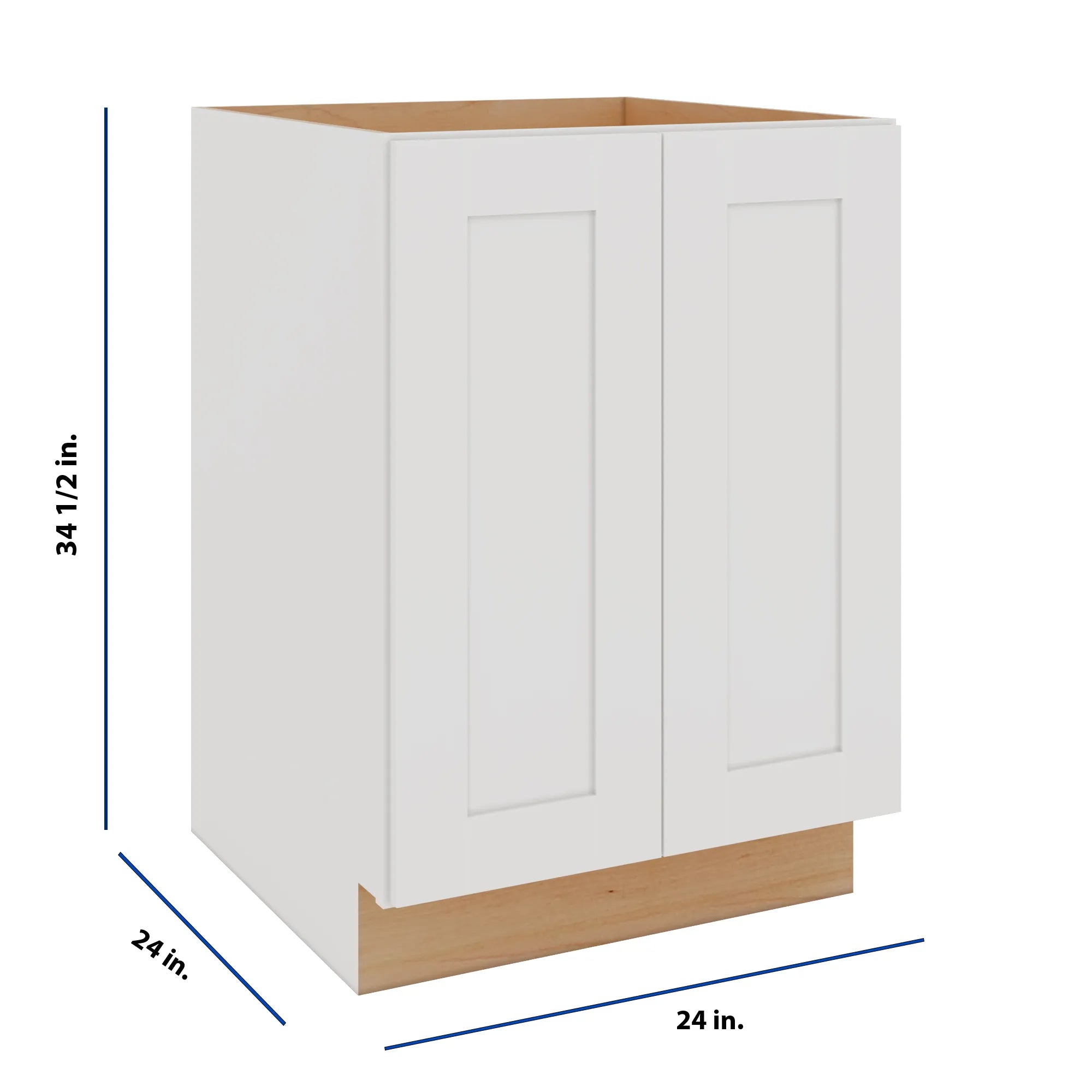 Modernform Cabinet White Shaker 24" W X 34 1/2" H X 24" D Full Height Double Door Base Cabinet