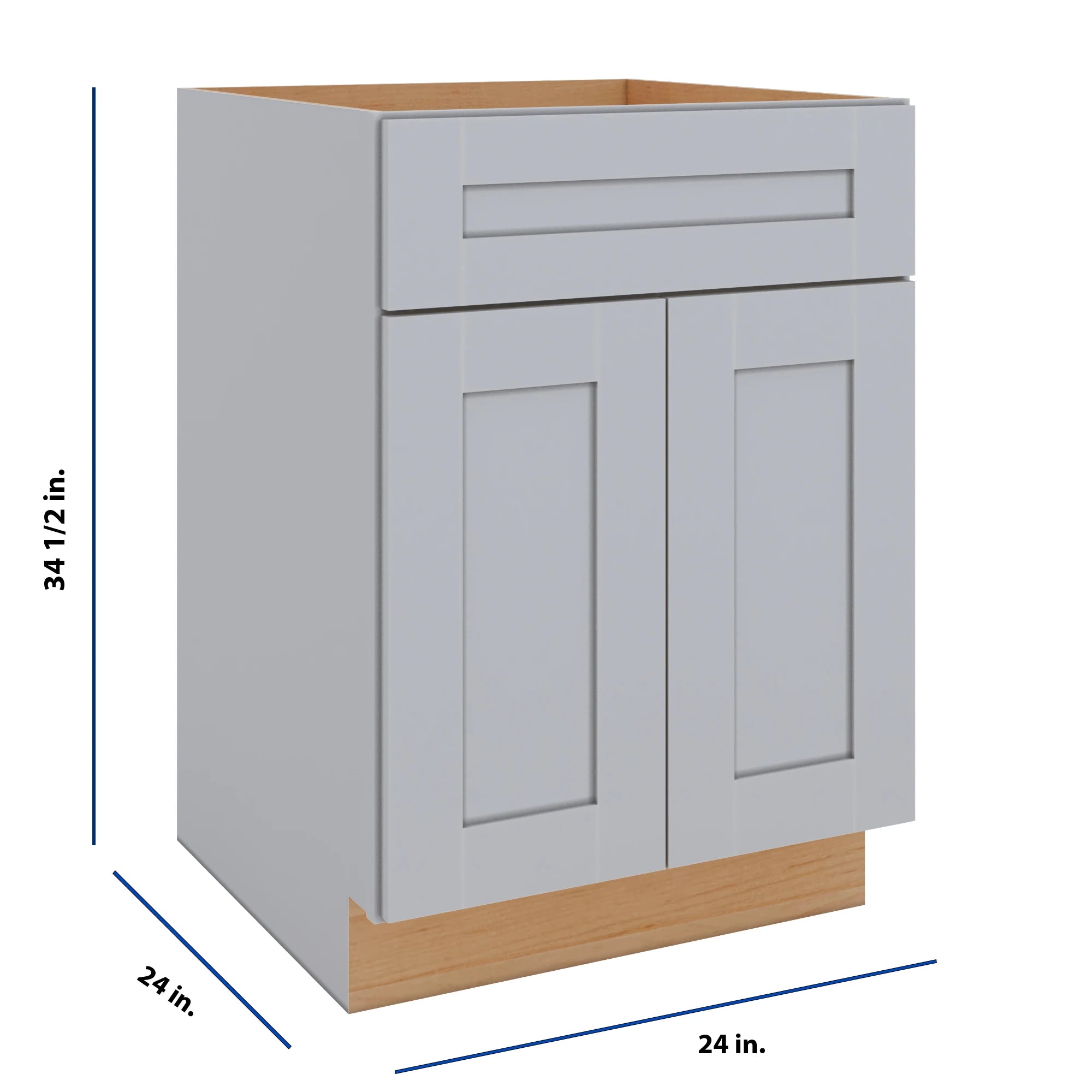 Modernform Cabinet Grey Shaker 24" W X 34 1/2" H X 24" D Double Door Base Cabinet