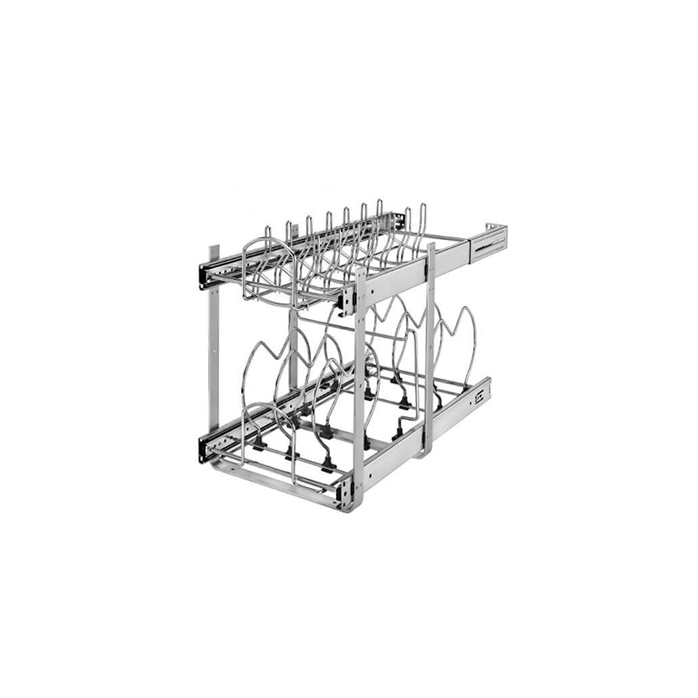 Wolf Classic Hanover White Paint Pot & Pan 2-Tier Organizer Installed