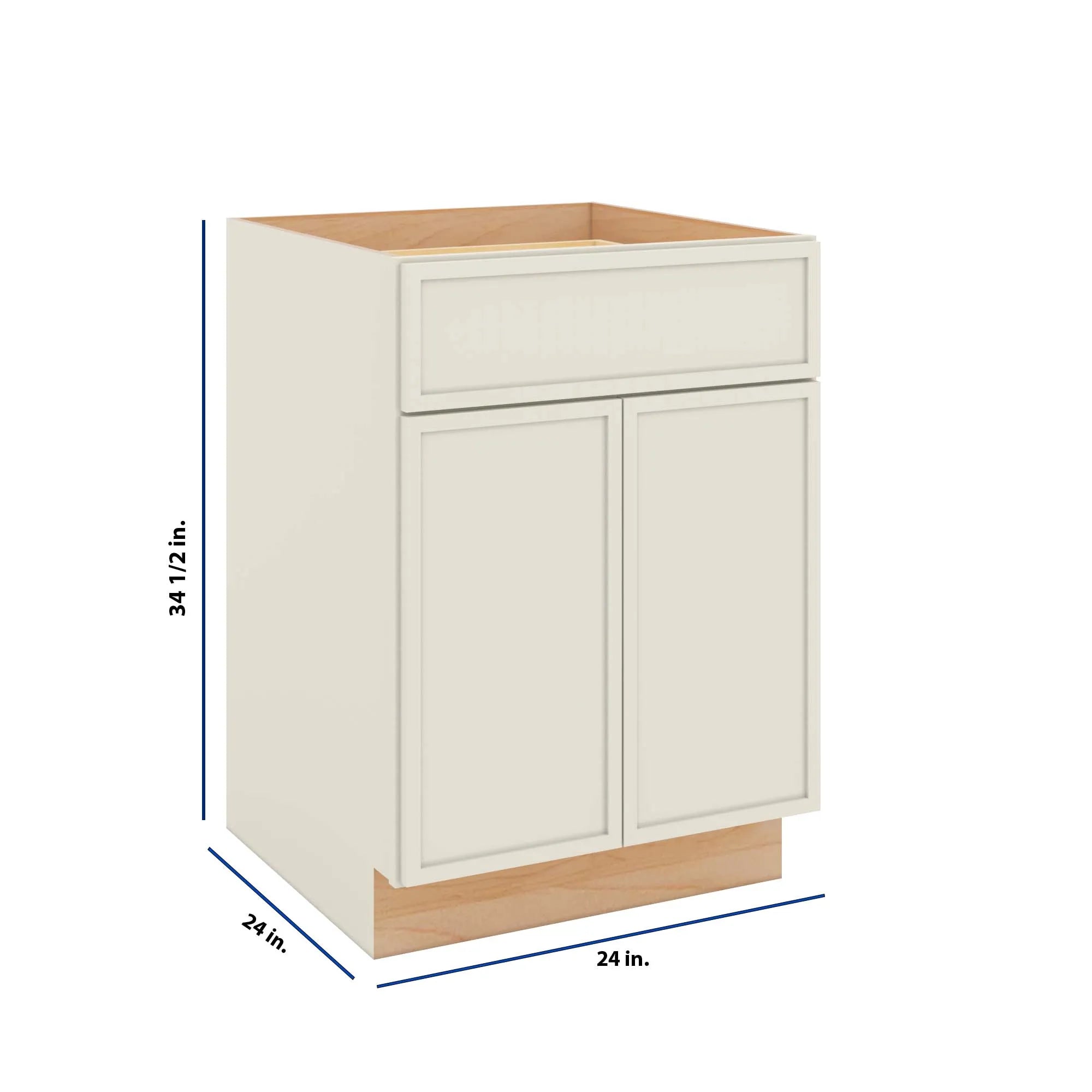 Modernform Cabinet Slim Dove White 24" W X 34 1/2" H X 24" D Double Door Base Cabinet