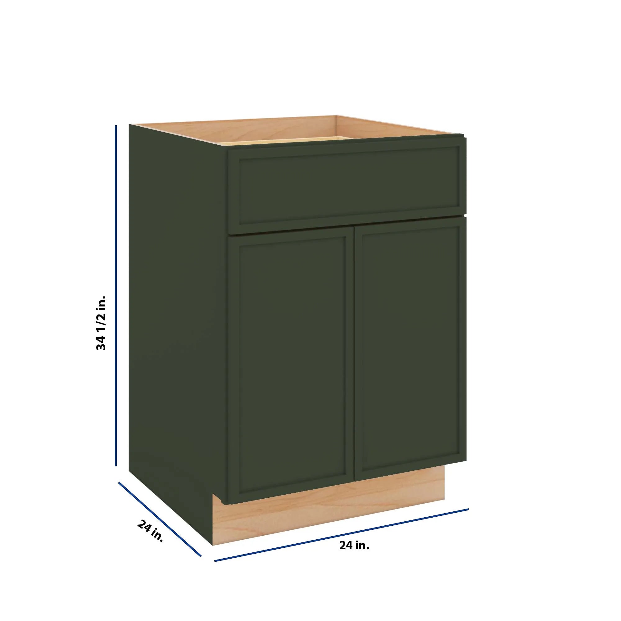 Modernform Cabinet Slim Sage Green 24" W X 34 1/2" H X 24" D Double Door Base Cabinet