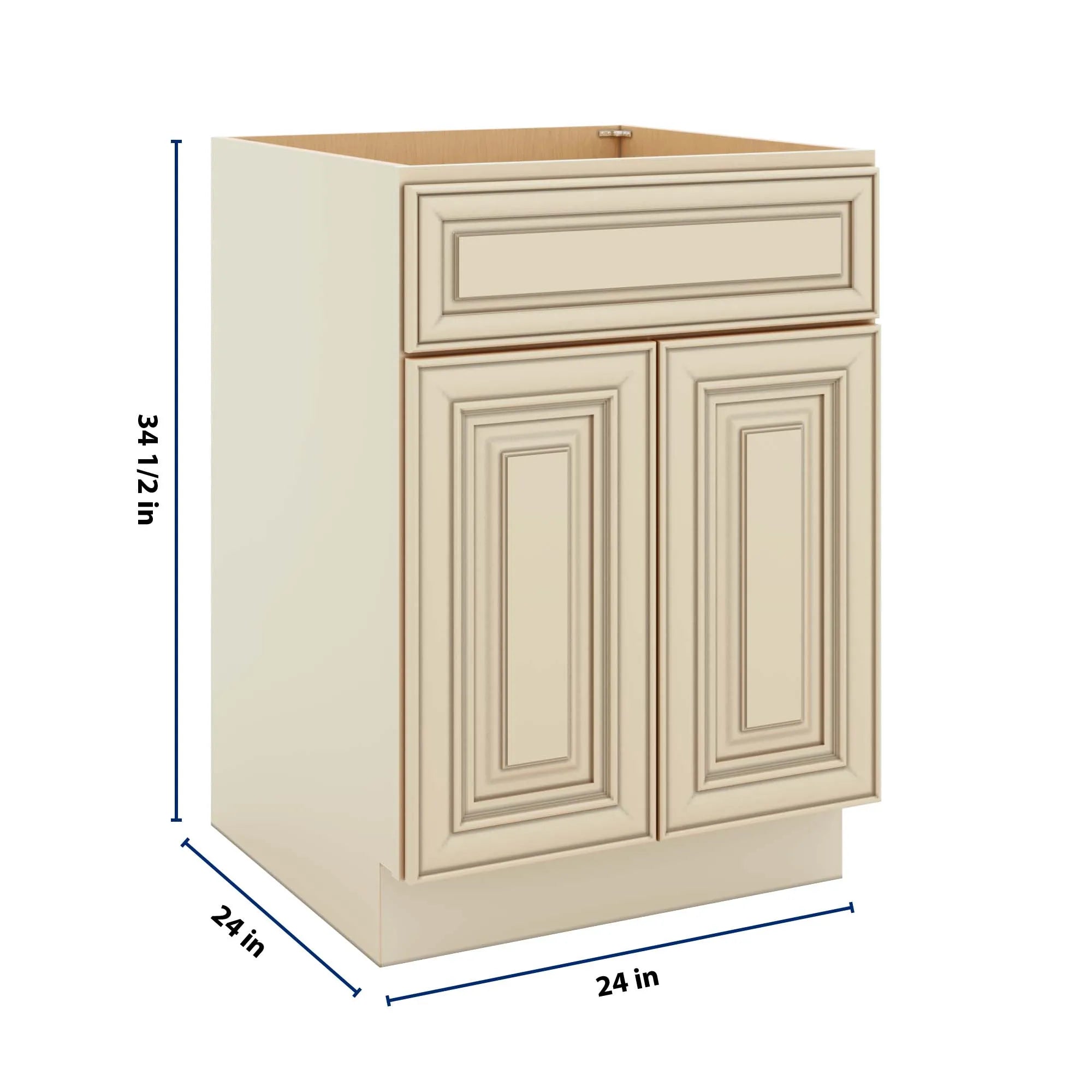 J&K Creme Glazed A7 Double Door Standard Base Cab - 24" W