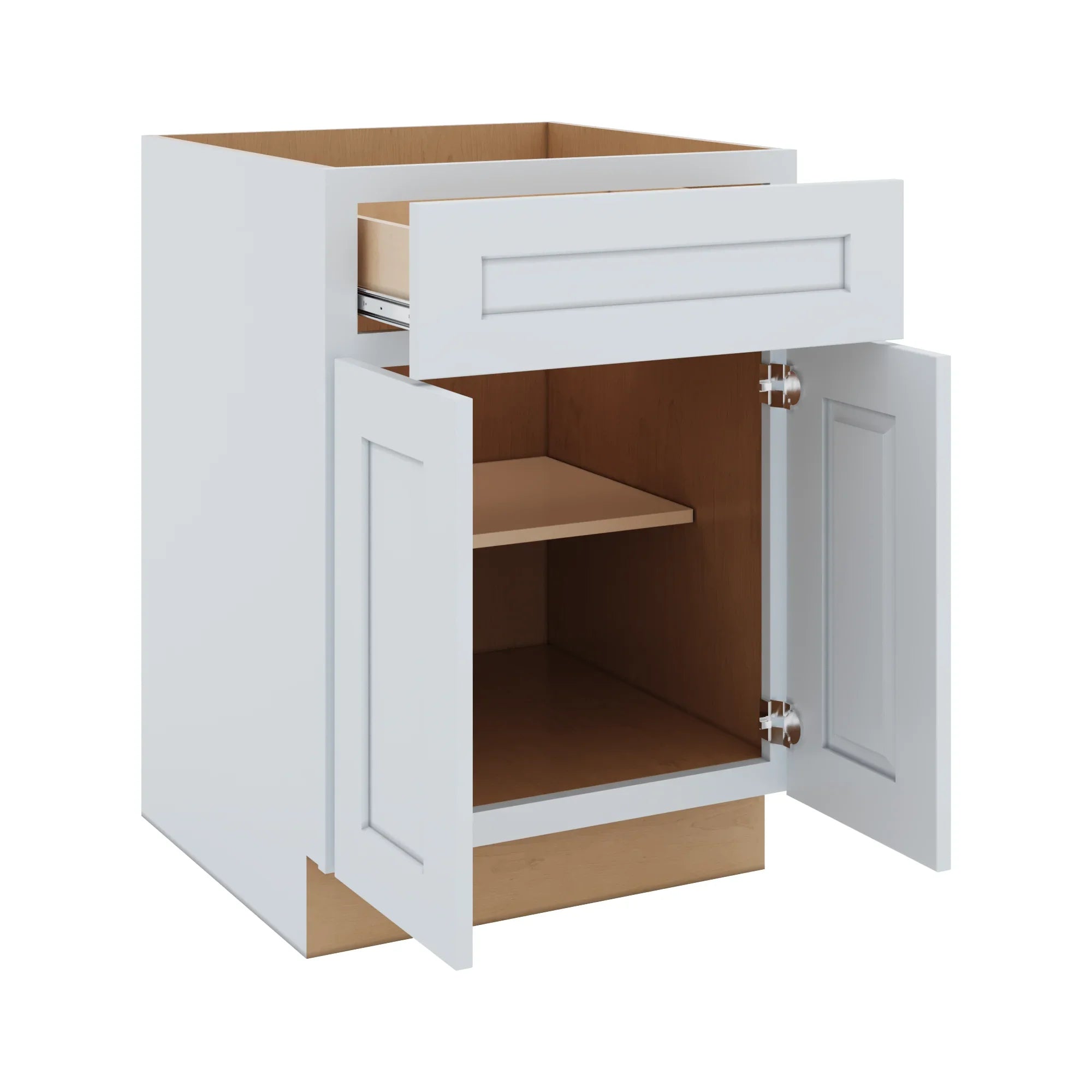 J&K White Shaker S8 Double Door Standard Base Cab   24" W