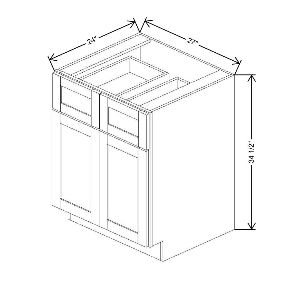 Kitchen Cabinet Distributors Shaker Designer White 5PC Double Door Standard Base Cabinet - 27" W