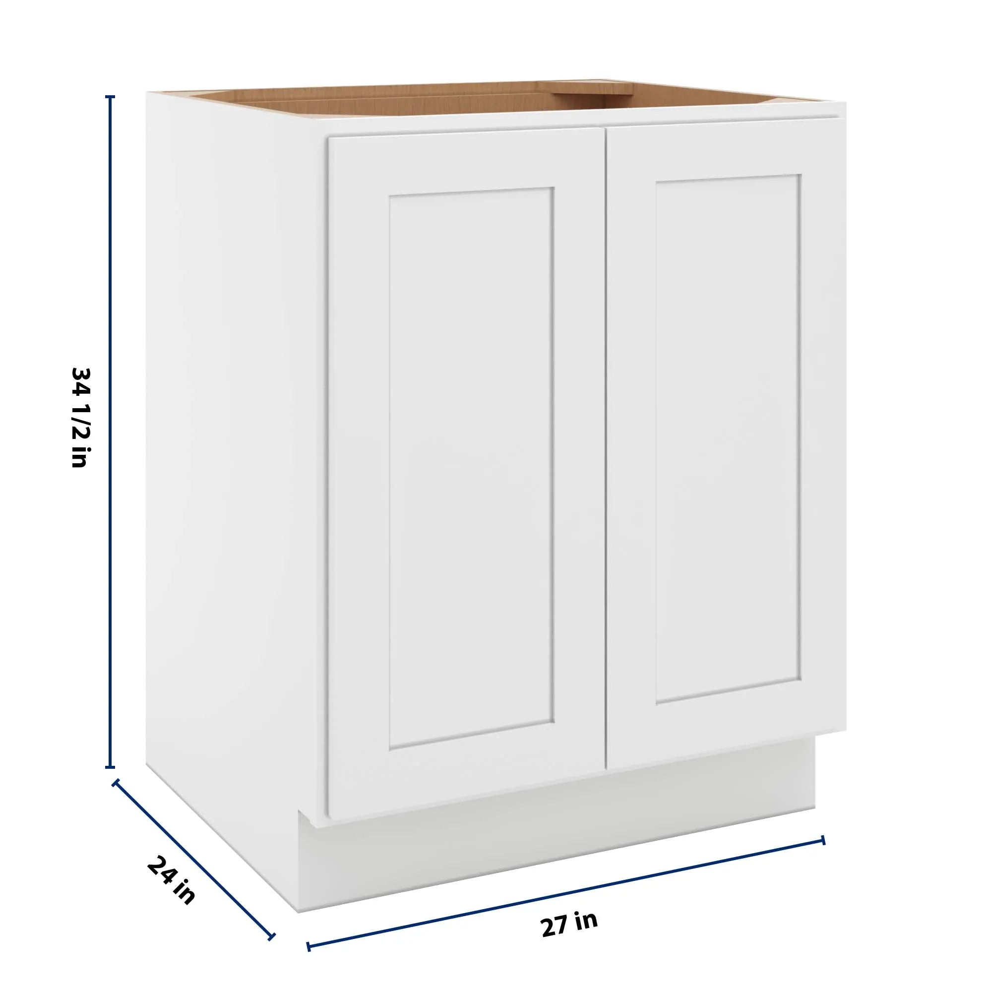 cnc luxor 5 piece white 27 w full height double door base cabinet w 1 pullout shelf