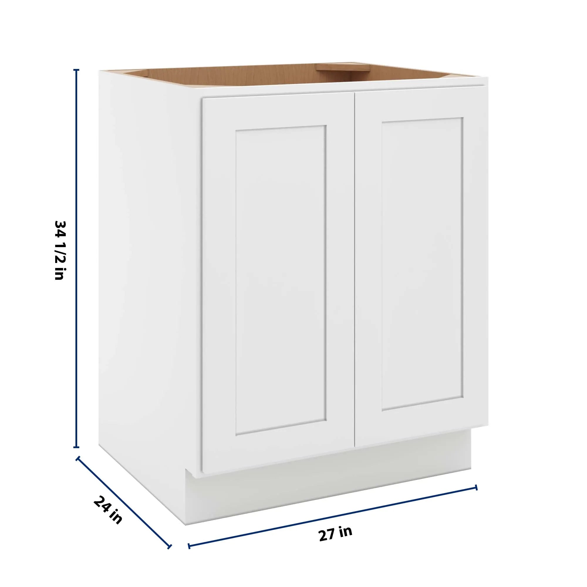 cnc luxor 5 piece white 27 w full height double door base cabinet