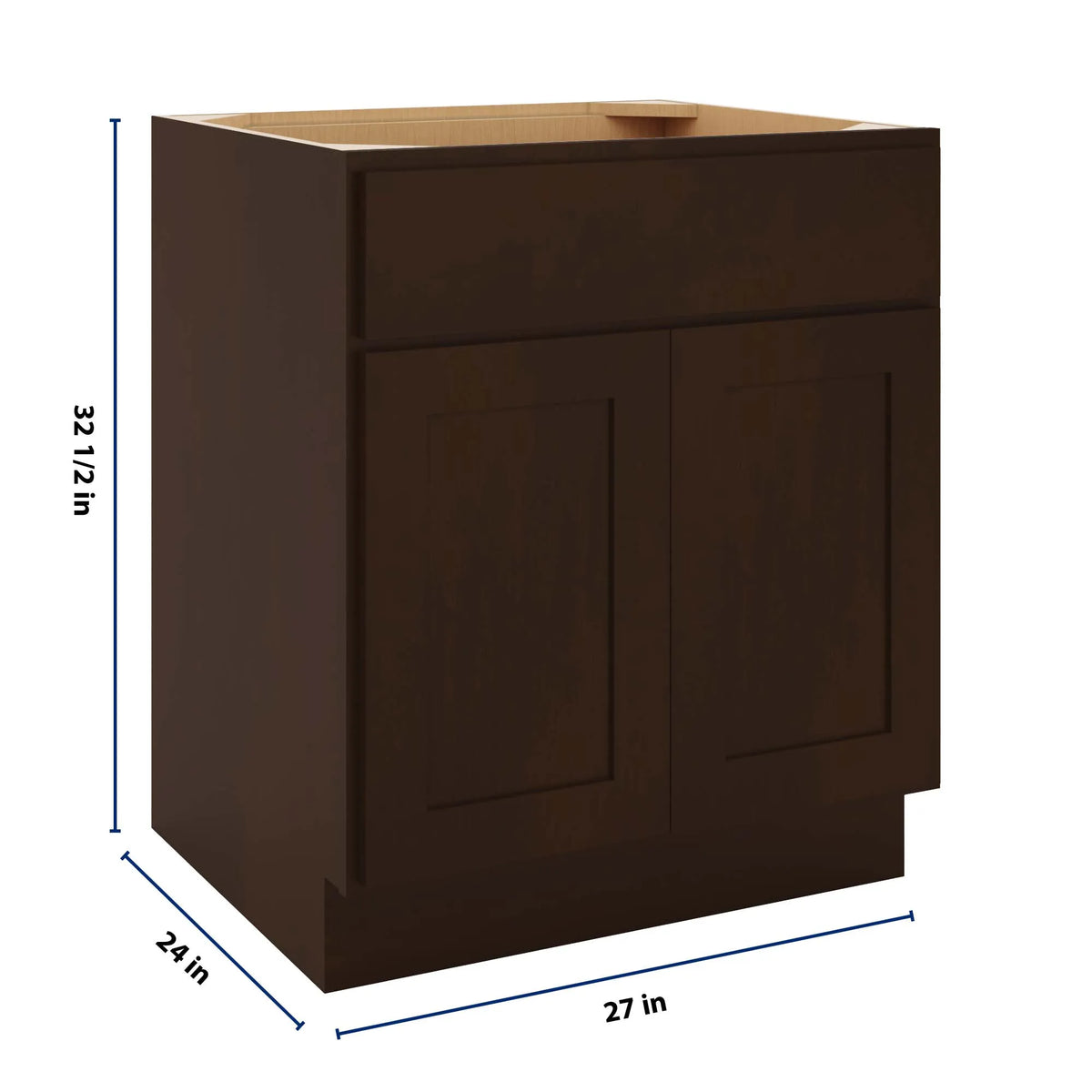 CNC Luxor 5-Piece Espresso 27" W X 32 1/2" H  Single Drawer Double Door Base Cabinet