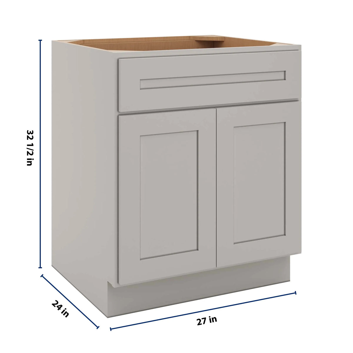 CNC Luxor 5-Piece Misty Grey 27" W X 32 1/2" H  Single Drawer Double Door Base Cabinet