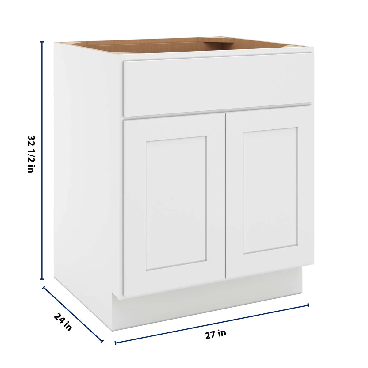 cnc luxor white 27 w x 32 1 2 h single drawer double door base cabinet