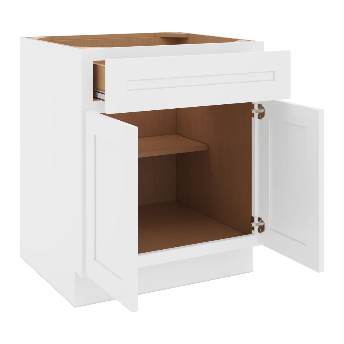 cnc luxor 5 piece white 27 w x 32 1 2 h single drawer double door base cabinet
