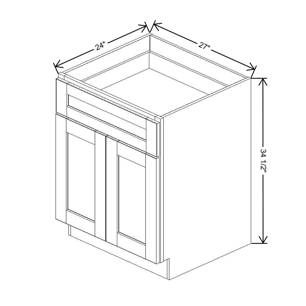 J&K White Shaker S8 Double Door Standard Base Cabinet - 27" W