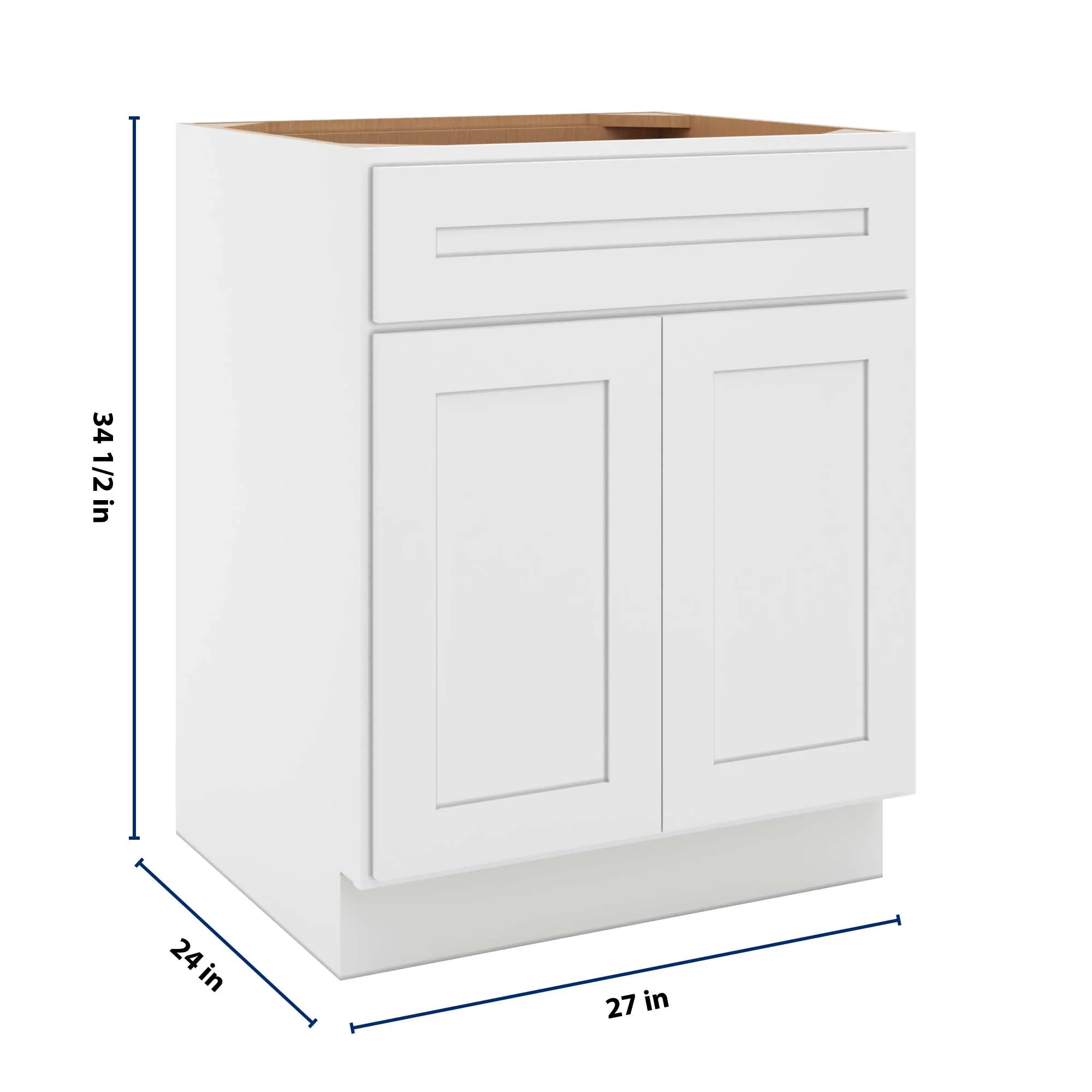 cnc luxor 5 piece white 27 w 1 drawer double door base cabinet w 1 pullout shelf