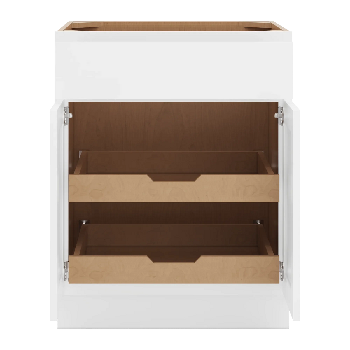 cnc luxor white 27 w 1 drawer double door base cabinet w 2 pullout shelf