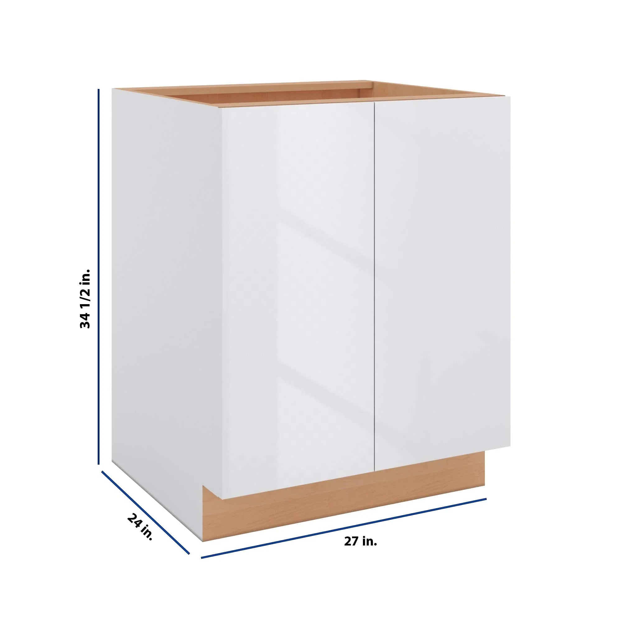 Modernform Cabinet Gloss White 27" W X 34 1/2" H X 24" D Full Height Double Door Base Cabinet