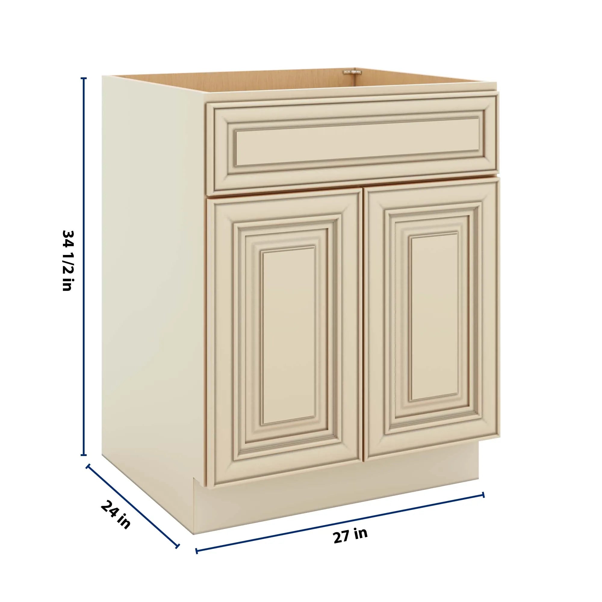 J&K Creme Glazed A7 Double Door Standard Base Cabinet - 27" W