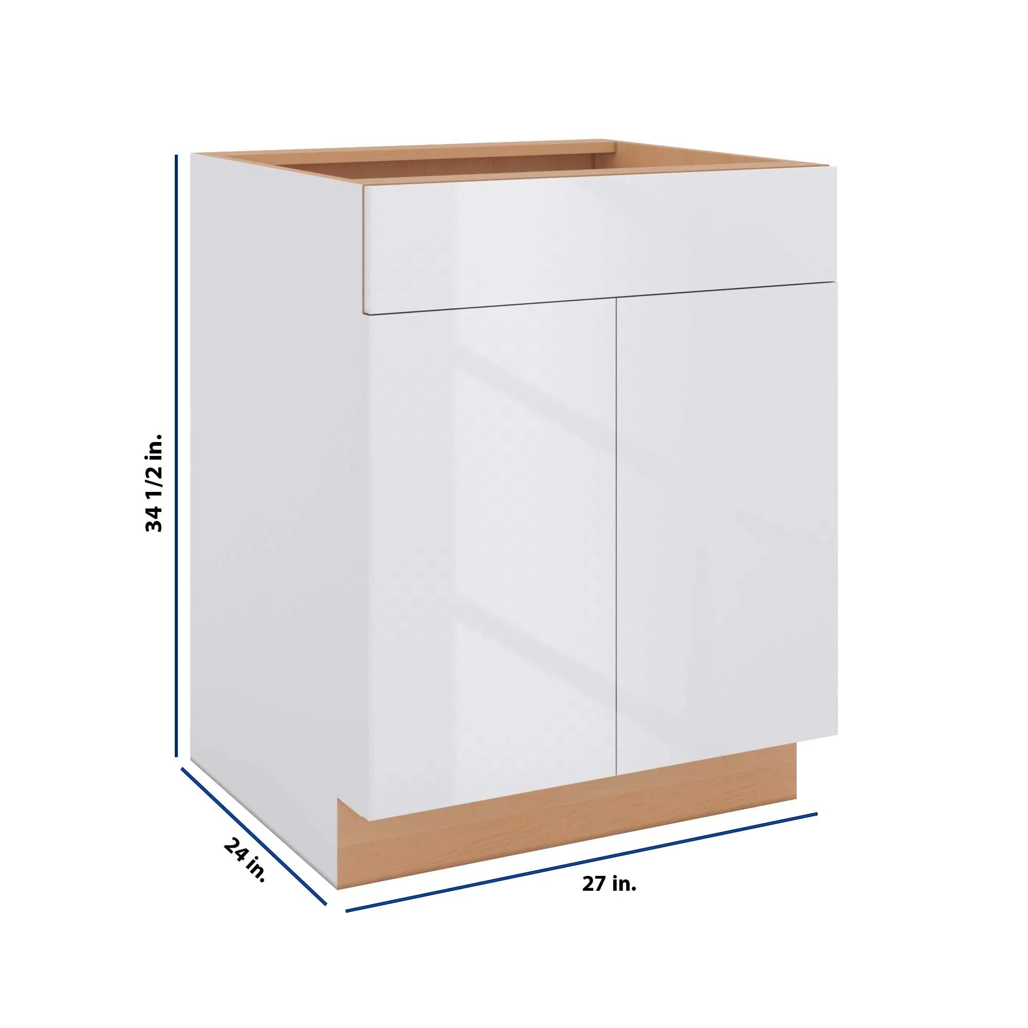 Modernform Cabinet Gloss White 27" W X 34 1/2" H X 24" D Double Door Base Cabinet