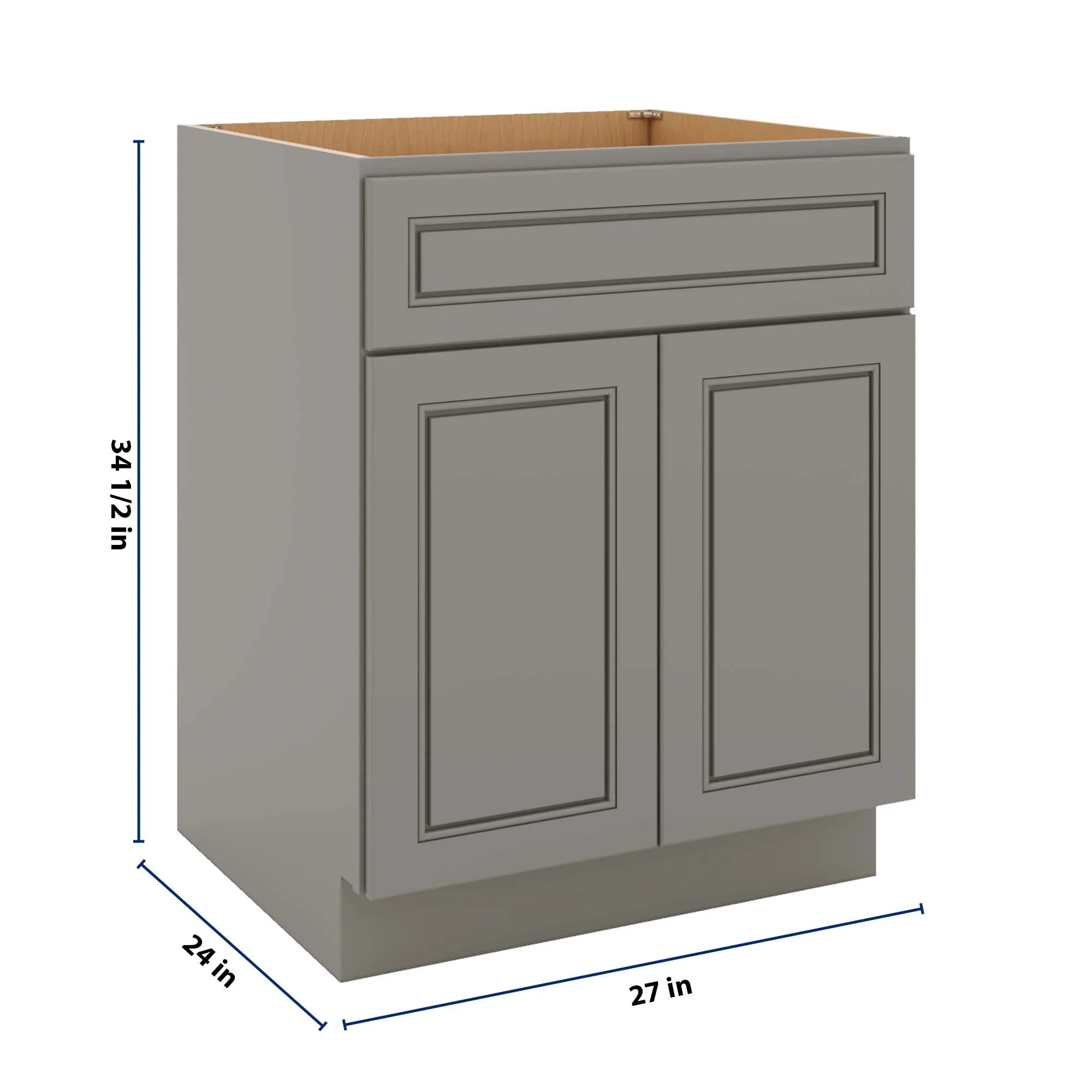 J&K Greige K3 Double Door Standard Base Cabinet - 27" W