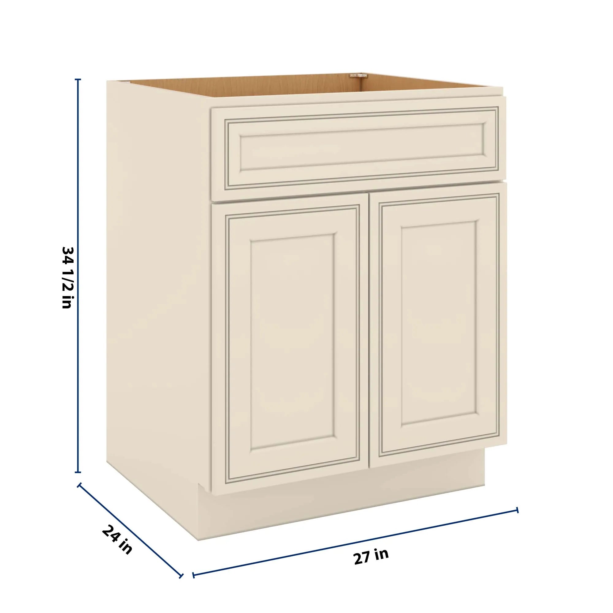 J&K Pearl Glazed H9 Double Door Standard Base Cabinet - 27" W