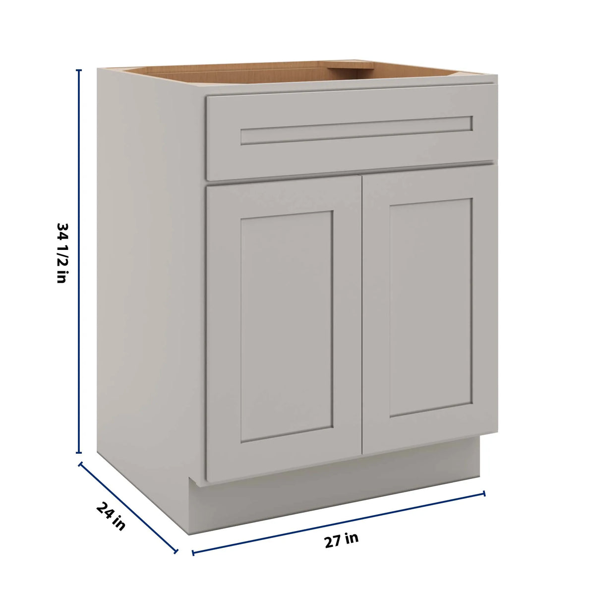 CNC Luxor 5-Piece Misty Grey 27" W 1 Drawer Double Door Base Cabinet