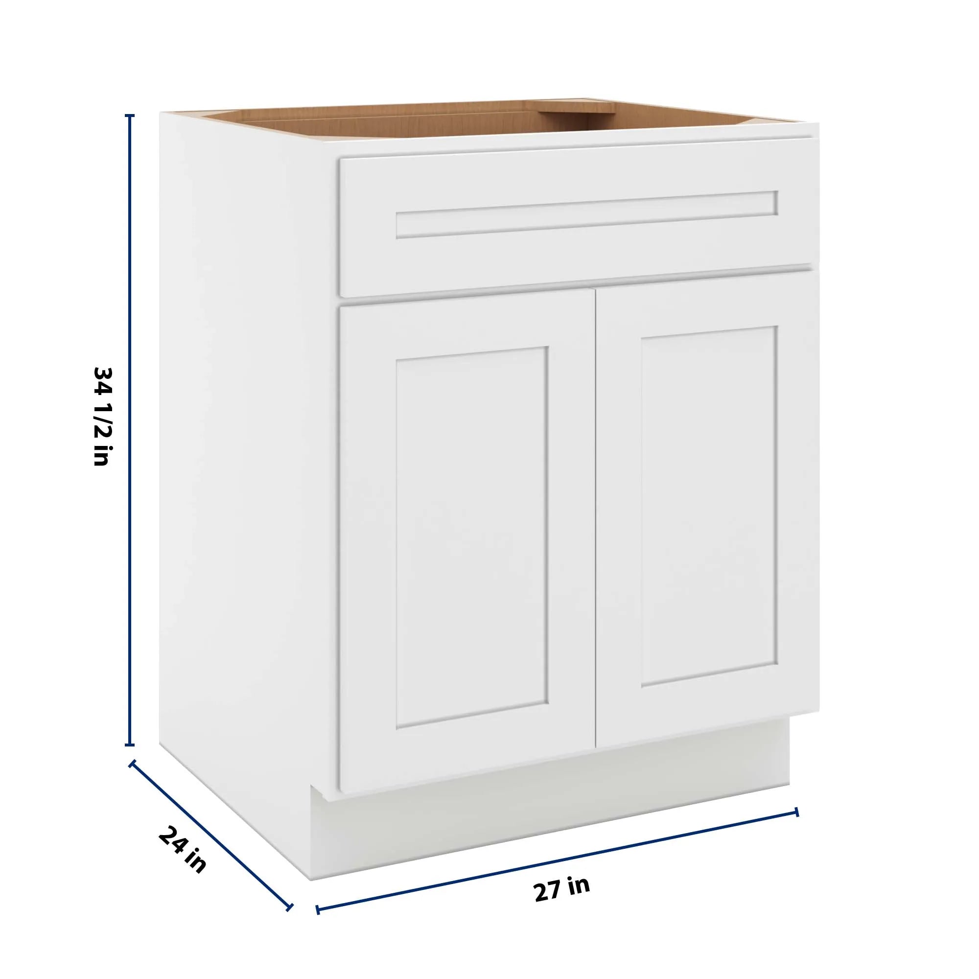 cnc luxor 5 piece white 27 w 1 drawer double door base cabinet