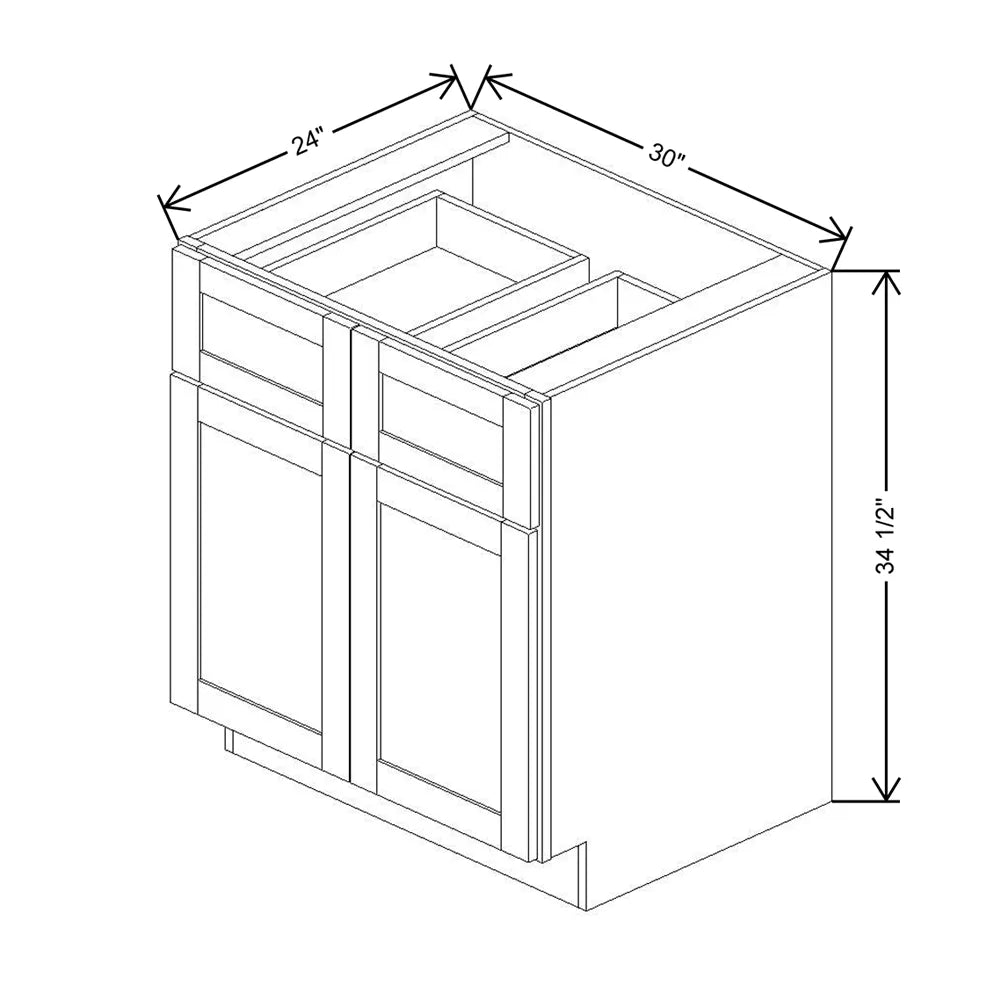 Kitchen Cabinet Distributors Shaker Designer White 5PC Double Door Standard Base Cabinet - 30" W