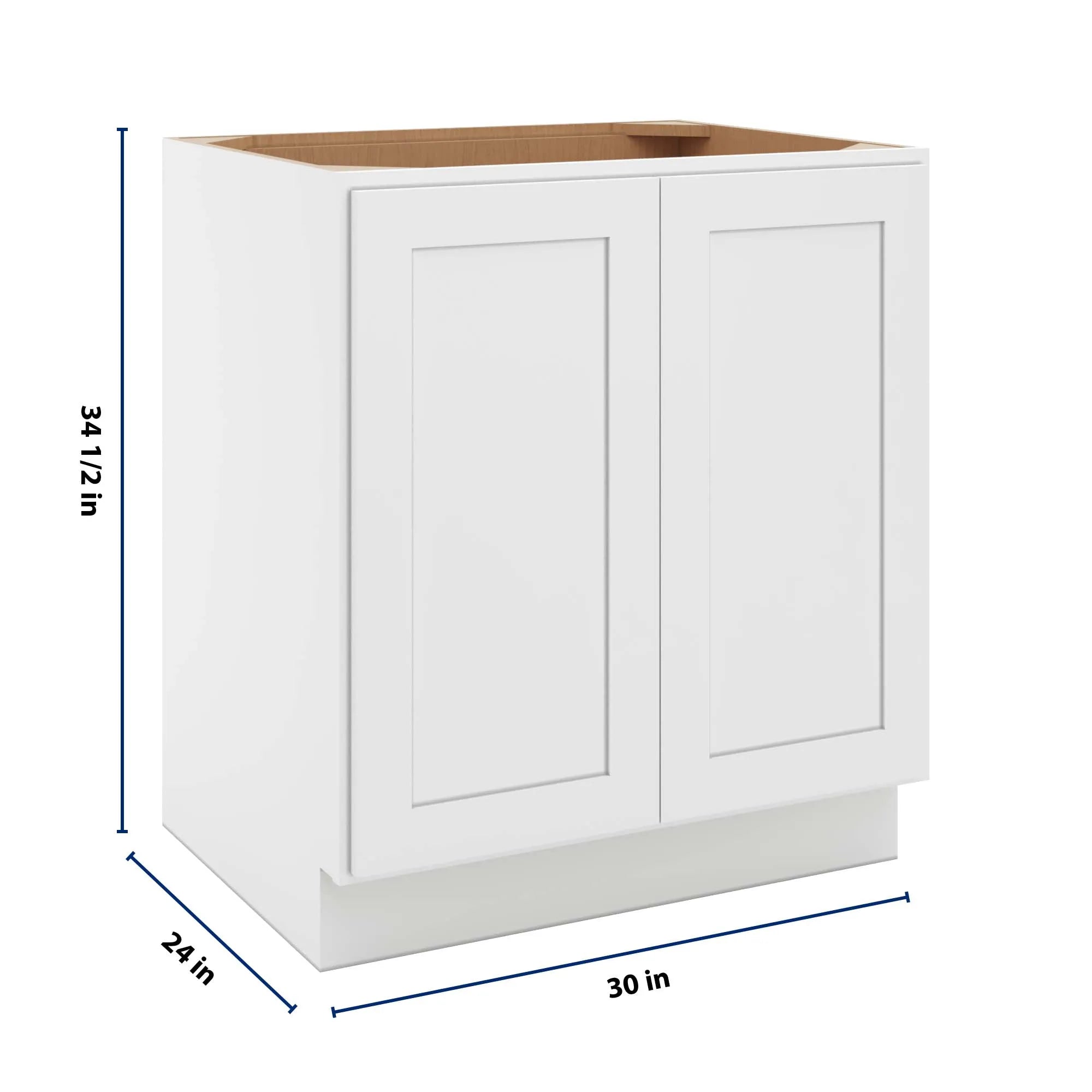 cnc luxor 5 piece white 30 w full height double door base cabinet w 1 pullout shelf