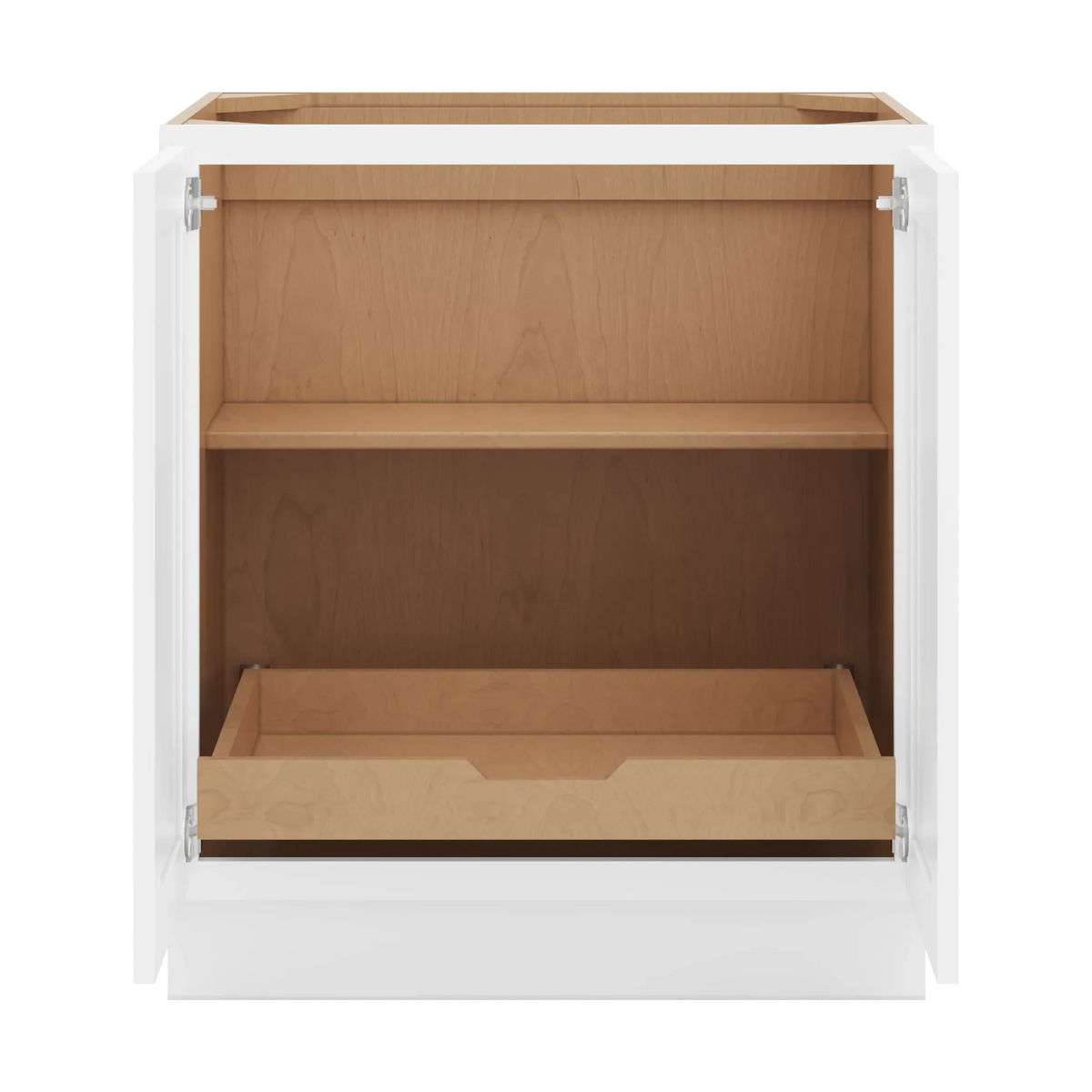 cnc luxor white 30 w full height double door base cabinet w 1 pullout shelf