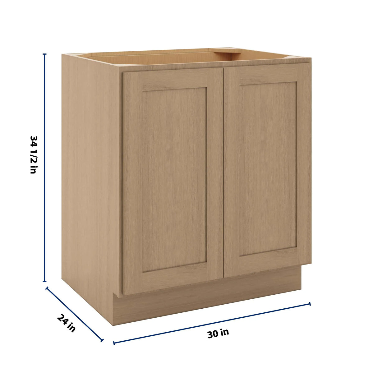 CNC Luxor 5-Piece Harvest 30" W Full Height Double Door Base Cabinet W/ 2 Pullout Shelf
