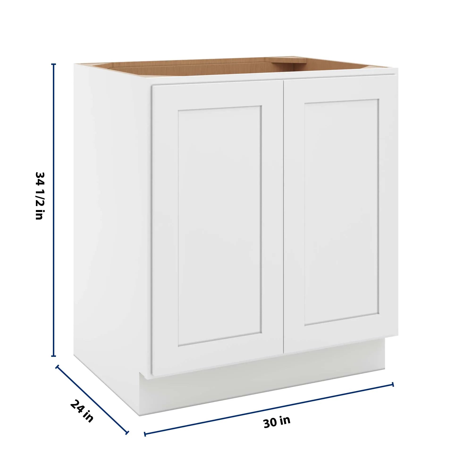 cnc luxor 5 piece white 30 w full height double door base cabinet w 2 pullout shelf