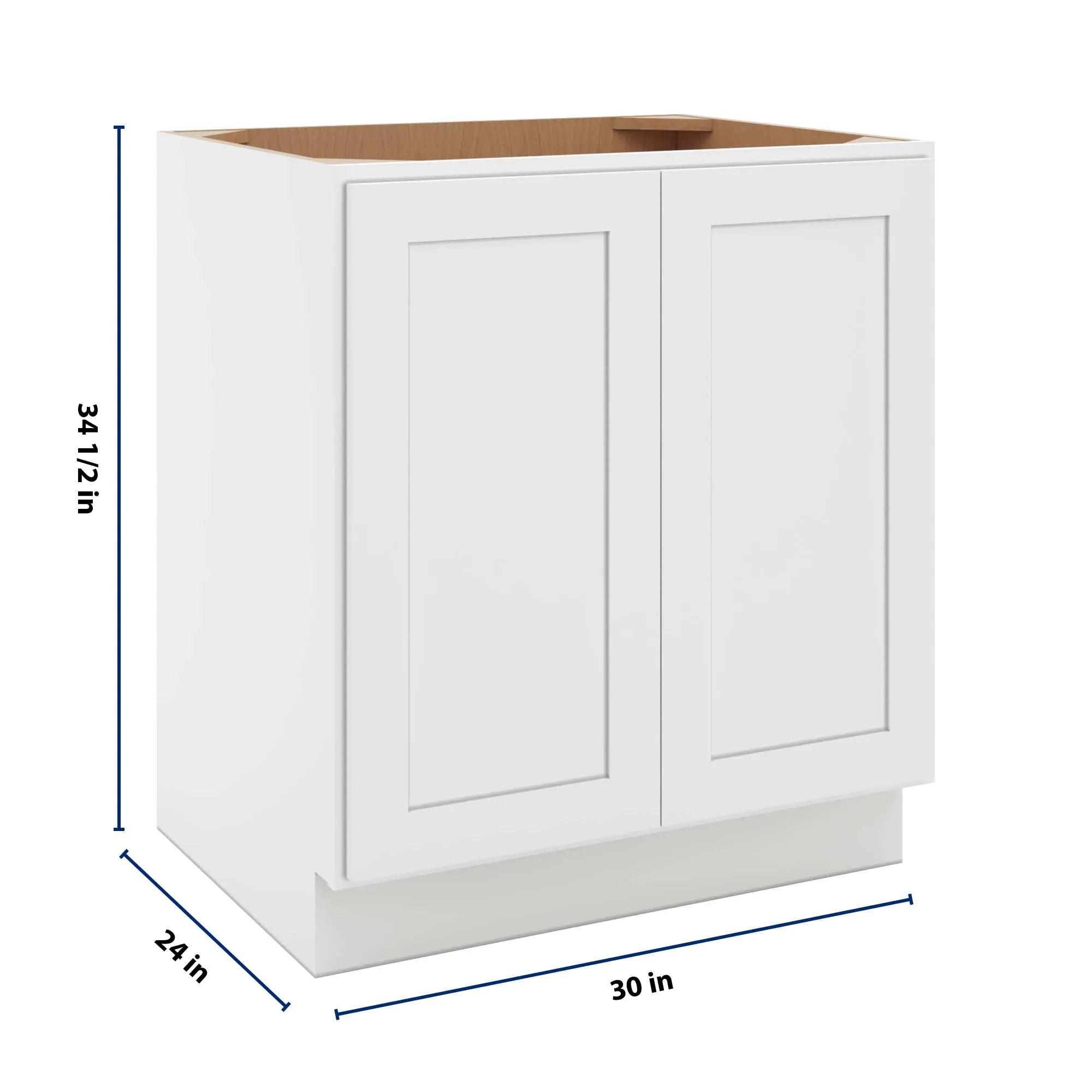 cnc luxor 5 piece white 30 w full height double door base cabinet