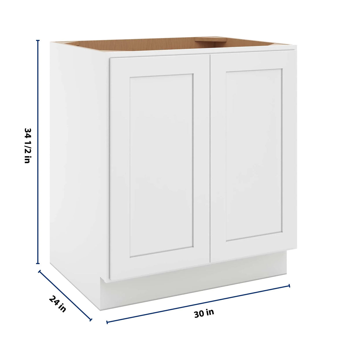 cnc luxor white 30 w full height double door base cabinet