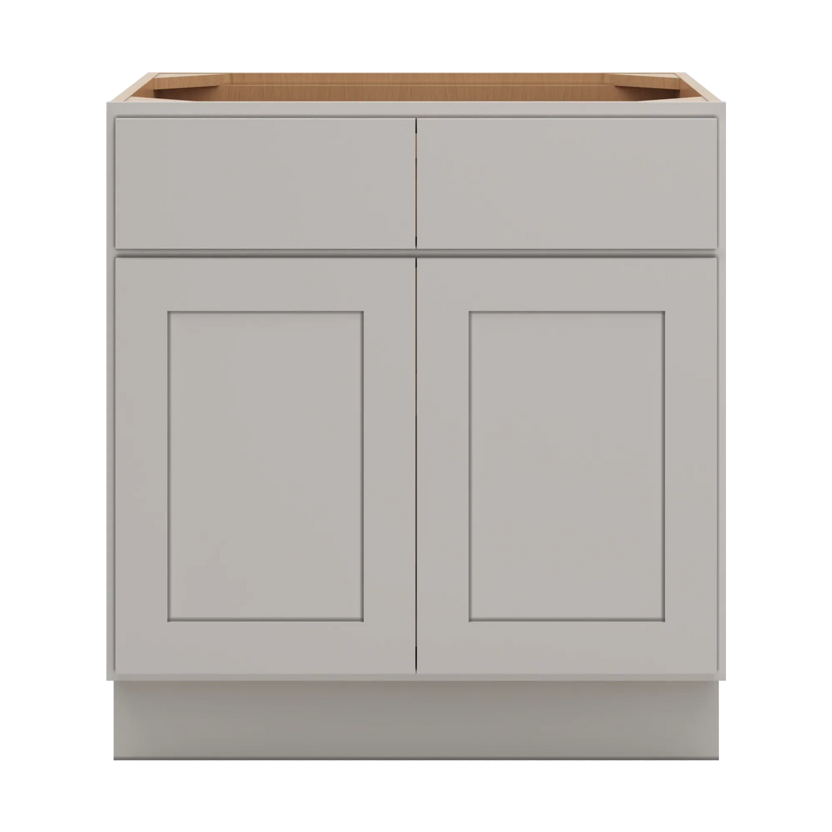 cnc luxor misty grey 30 w x 32 1 2 h double door 2 drawer base cabinet