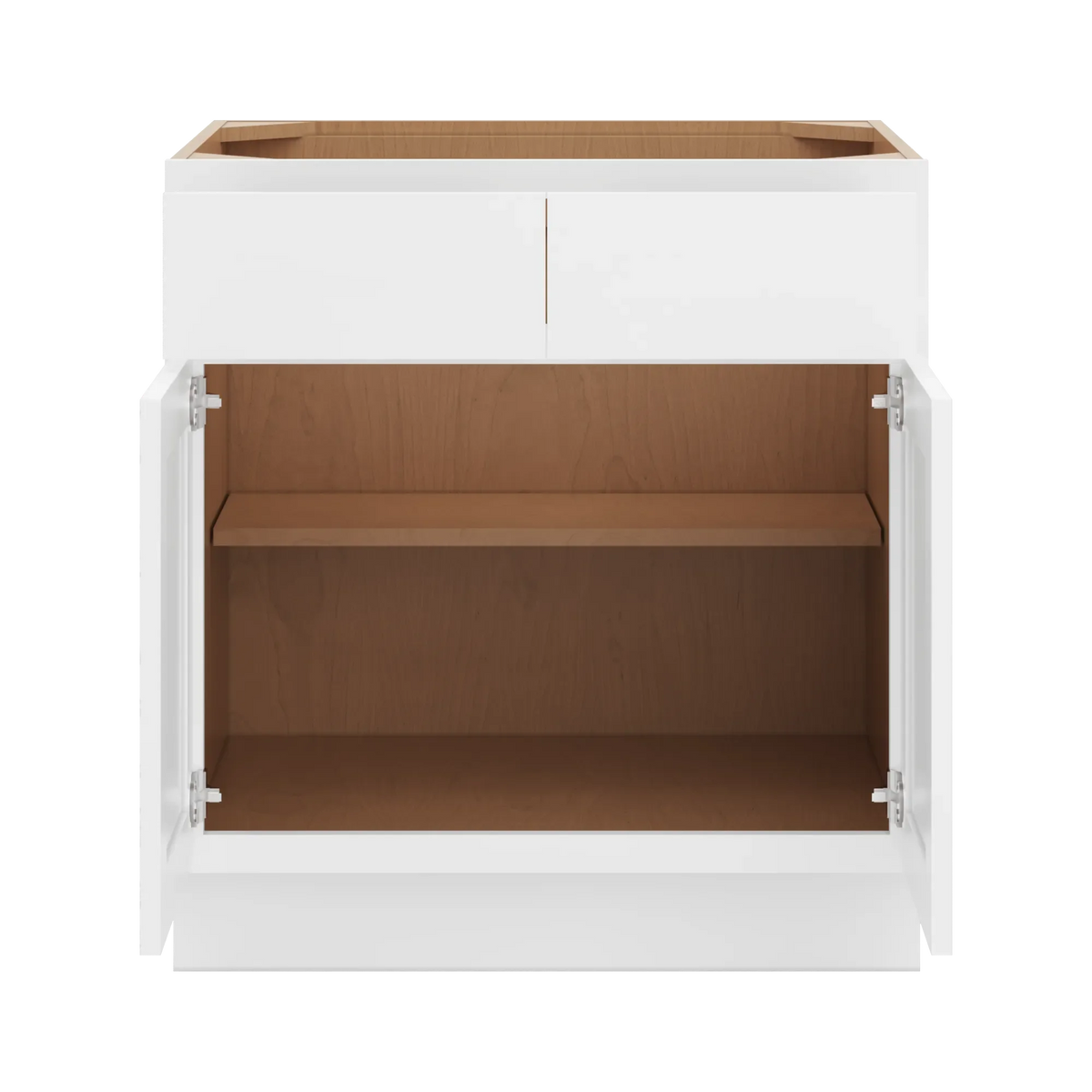cnc luxor white 30 w x 32 1 2 h double door 2 drawer base cabinet