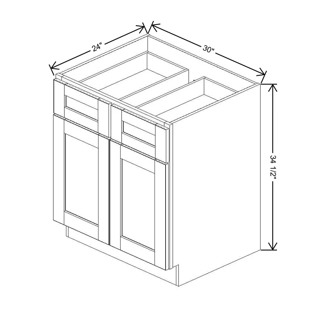 J&K Mocha Glazed K10 Double Door Standard Base Cabinet - 30" W