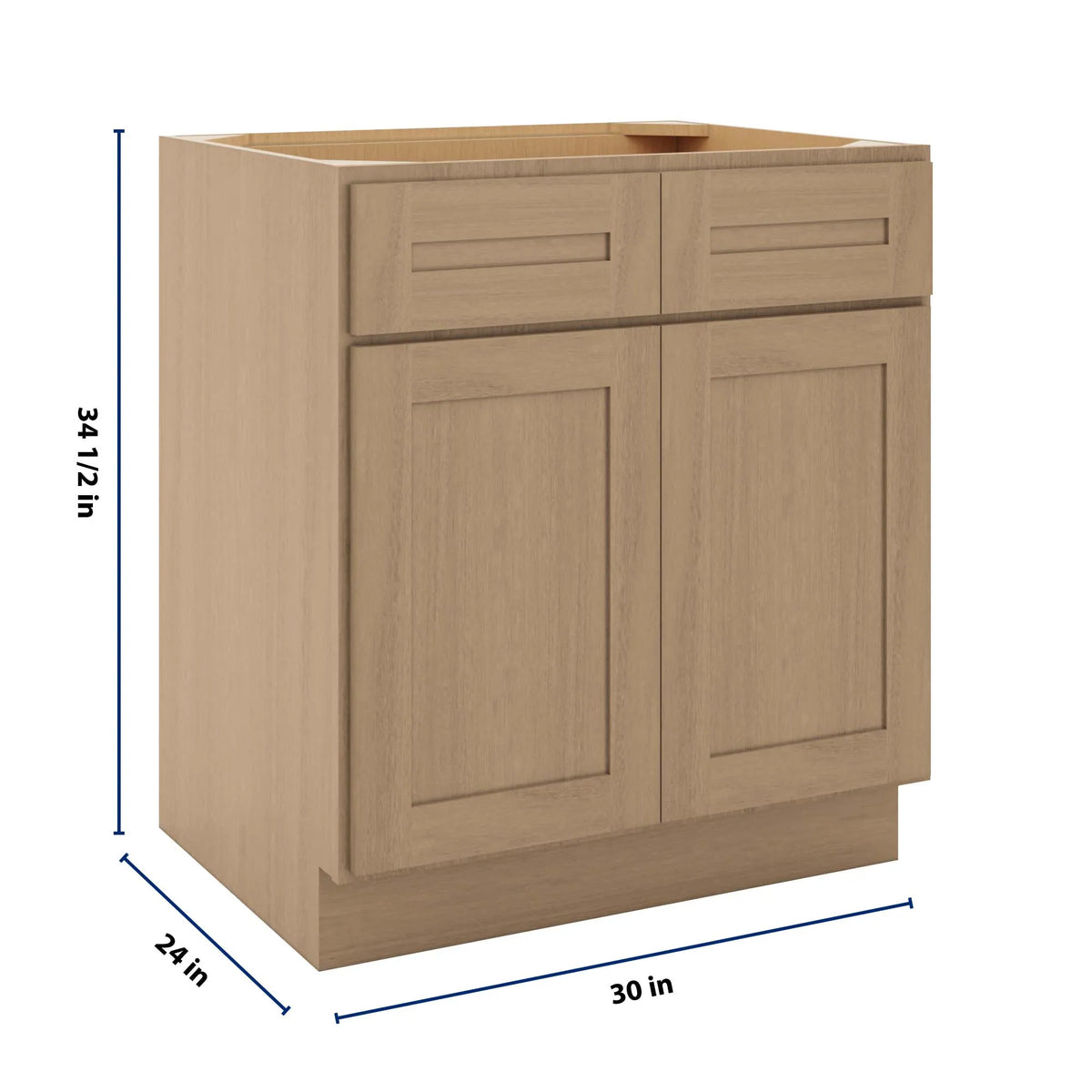 CNC Luxor 5-Piece Harvest 30" W 2 Drawer Double Door Base Cabinet W/ 1 Pullout Shelf