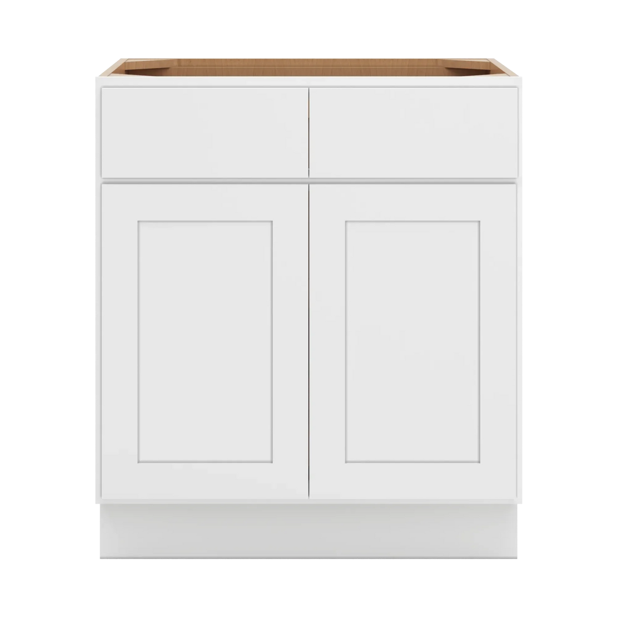 cnc luxor white 30 w 2 drawer double door base cabinet w 1 pullout shelf