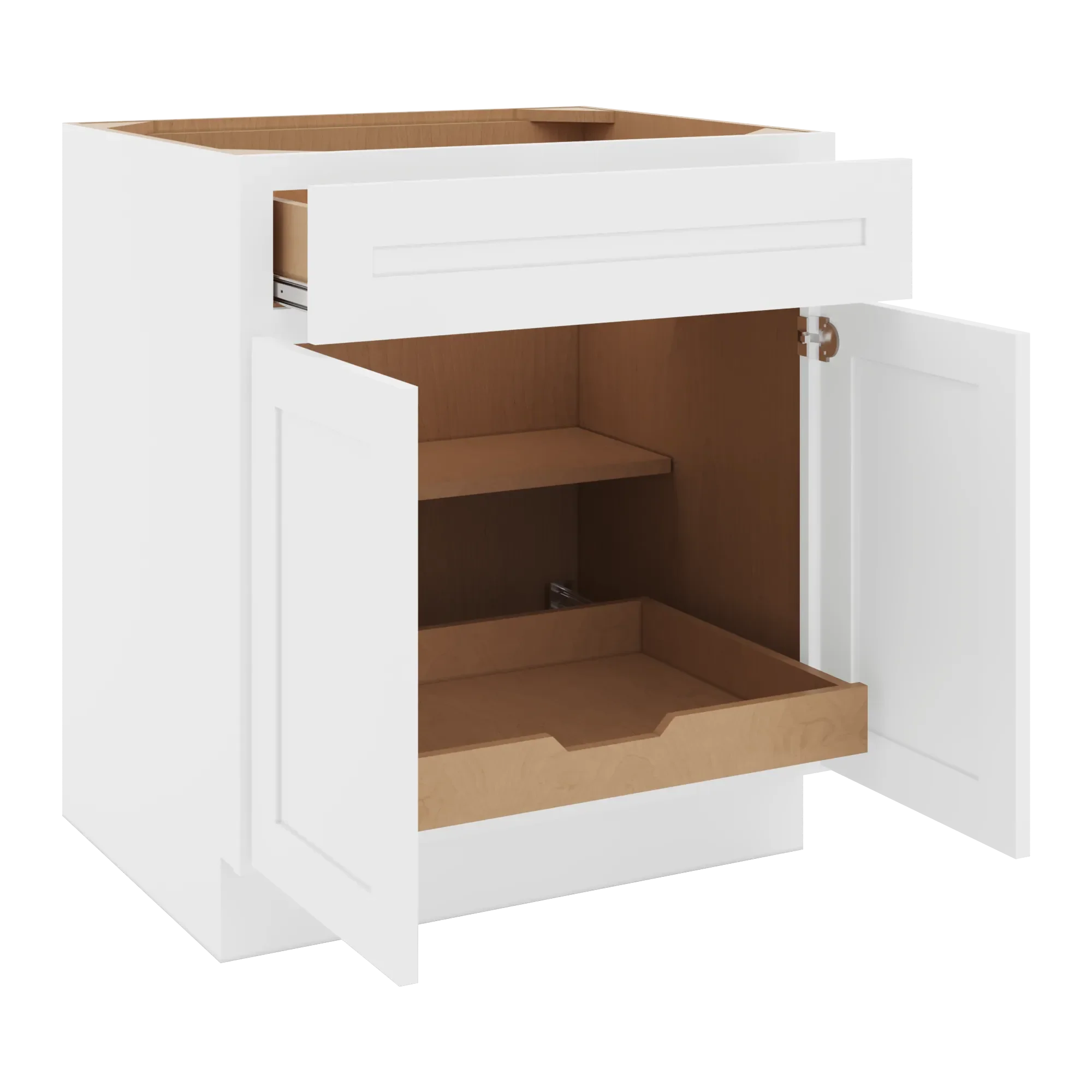 cnc luxor 5 piece white 30 w 2 drawer double door base cabinet w 1 pullout shelf