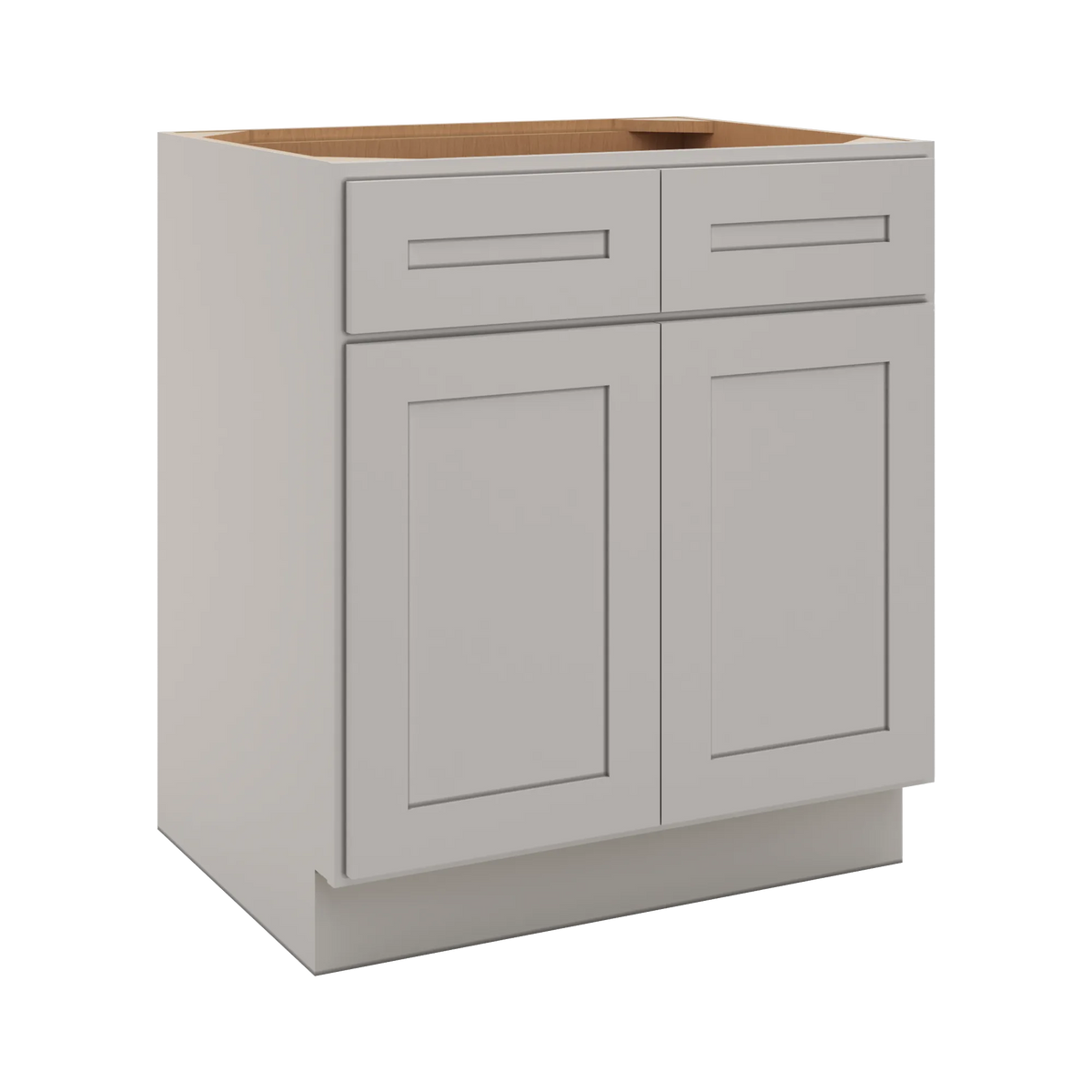CNC Luxor 5-Piece Misty Grey 30" W 2 Drawer Double Door Base Cabinet W/ 2 Pullout Shelf
