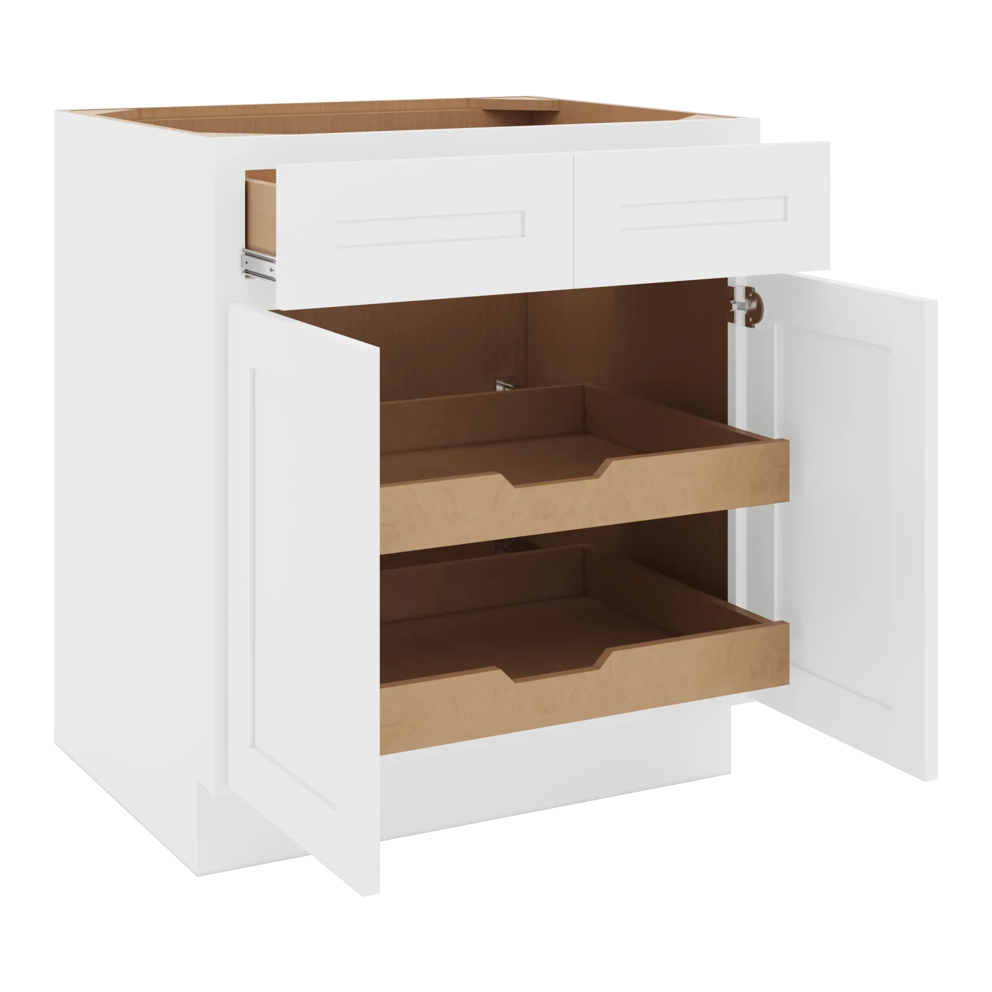 cnc luxor 5 piece white 30 w 2 drawer double door base cabinet w 2 pullout shelf