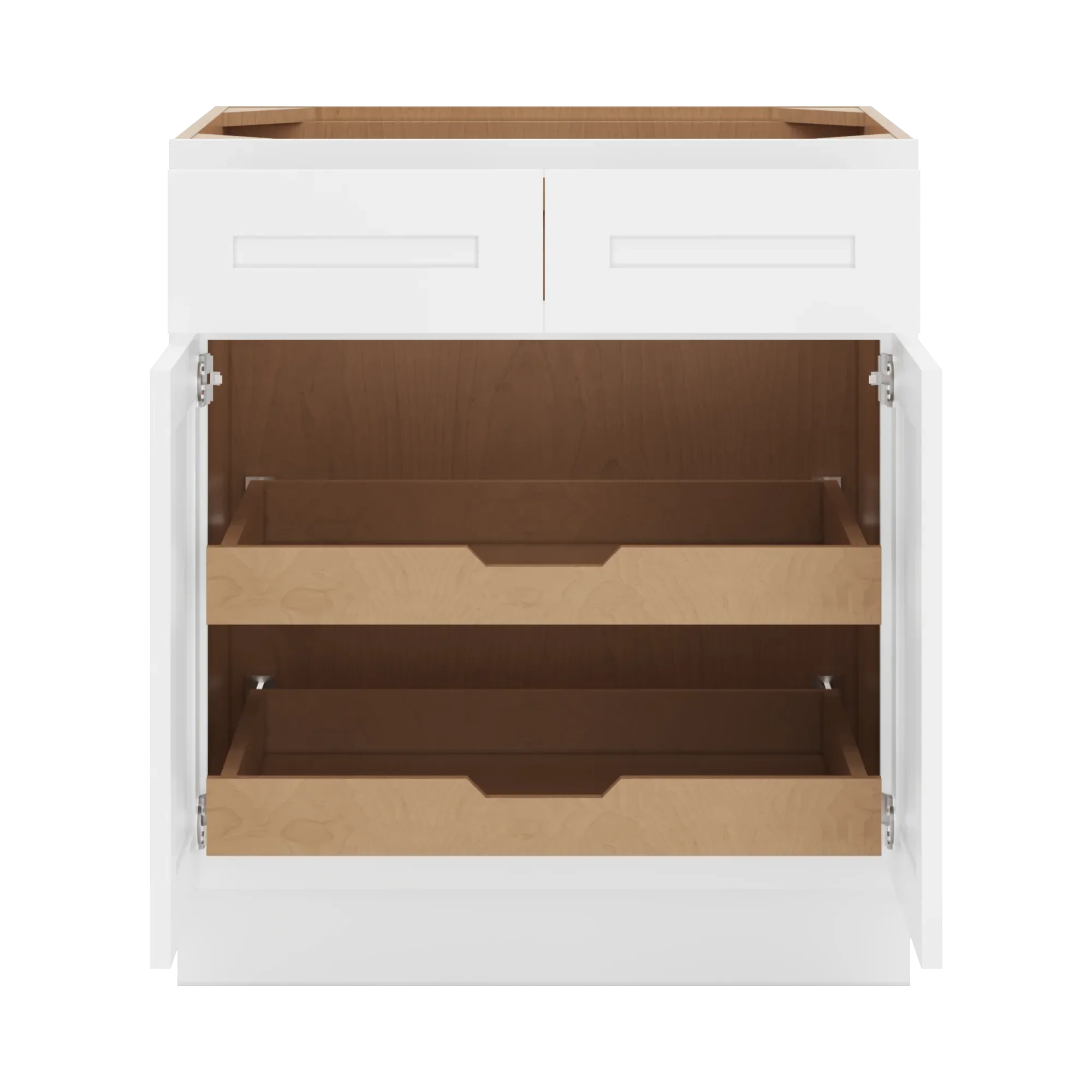cnc luxor 5 piece white 30 w 2 drawer double door base cabinet w 2 pullout shelf