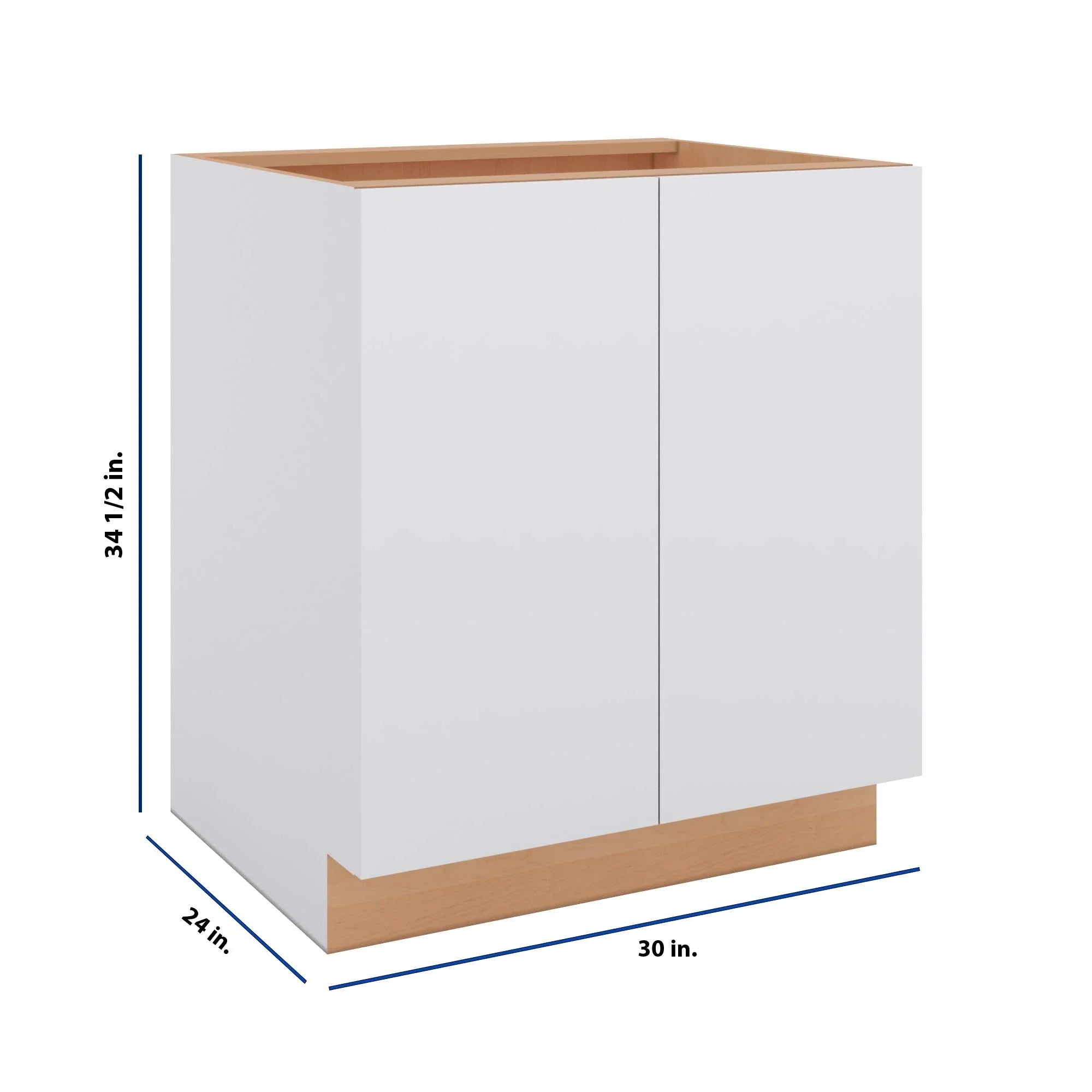 Modernform Cabinet Matte White 30" W X 34 1/2" H X 24" D Full Height Double Door Base Cabinet