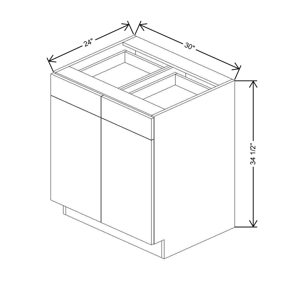 CNC Classic Milano Ash 30" W 2 Drawer Double Door Base Cabinet