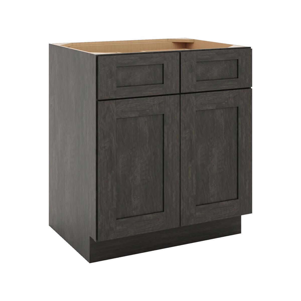 CNC Concord Elegant Smoky Grey 30" W 2 Drawer Double Door Base Cabinet